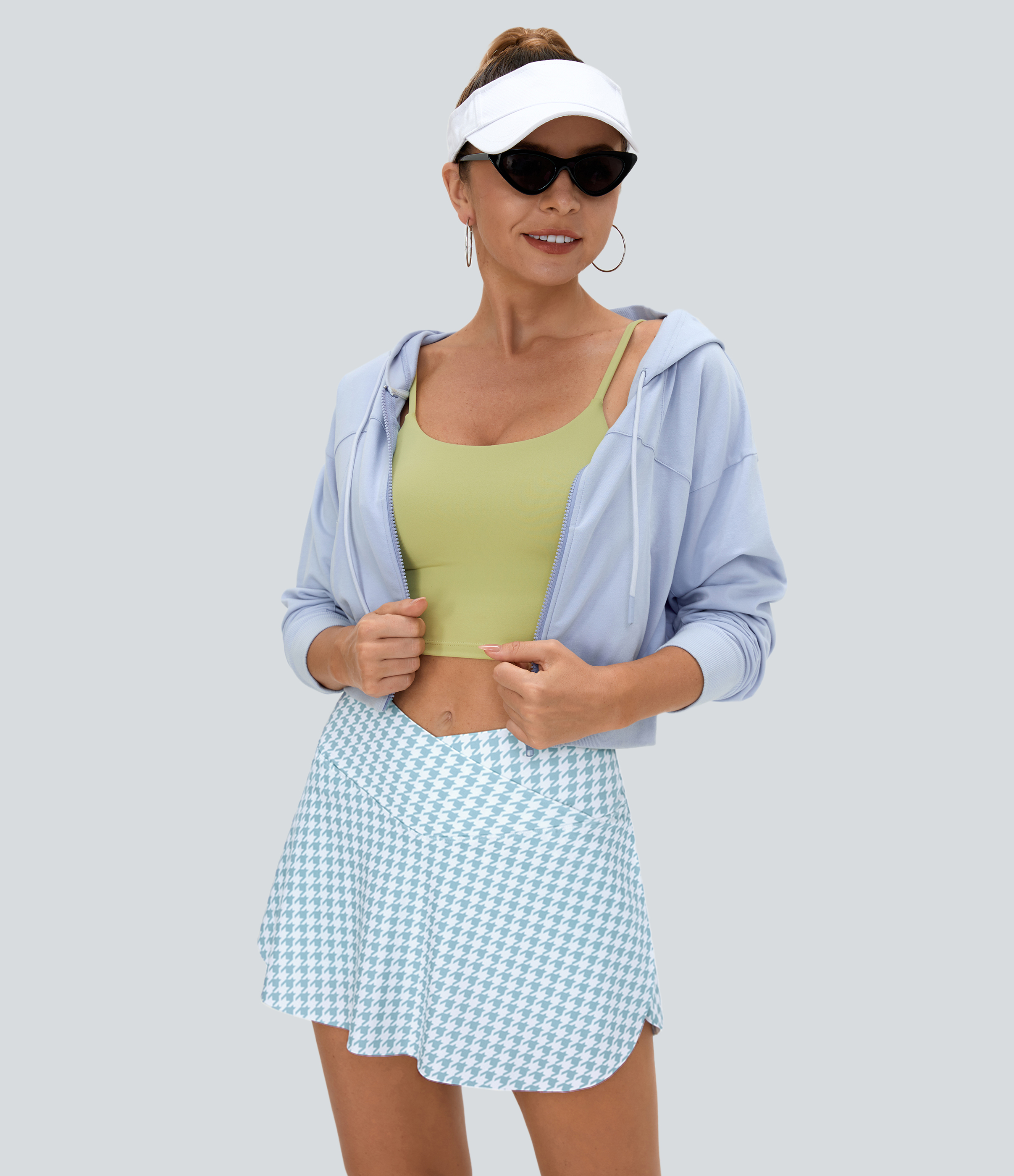 Halara Everyday Crossover Side Pocket 2-in-1 Tennis Skirt-Lucid  - Baltic Sea Houndstooth - S midi skirt a line skirt golfing skirt 