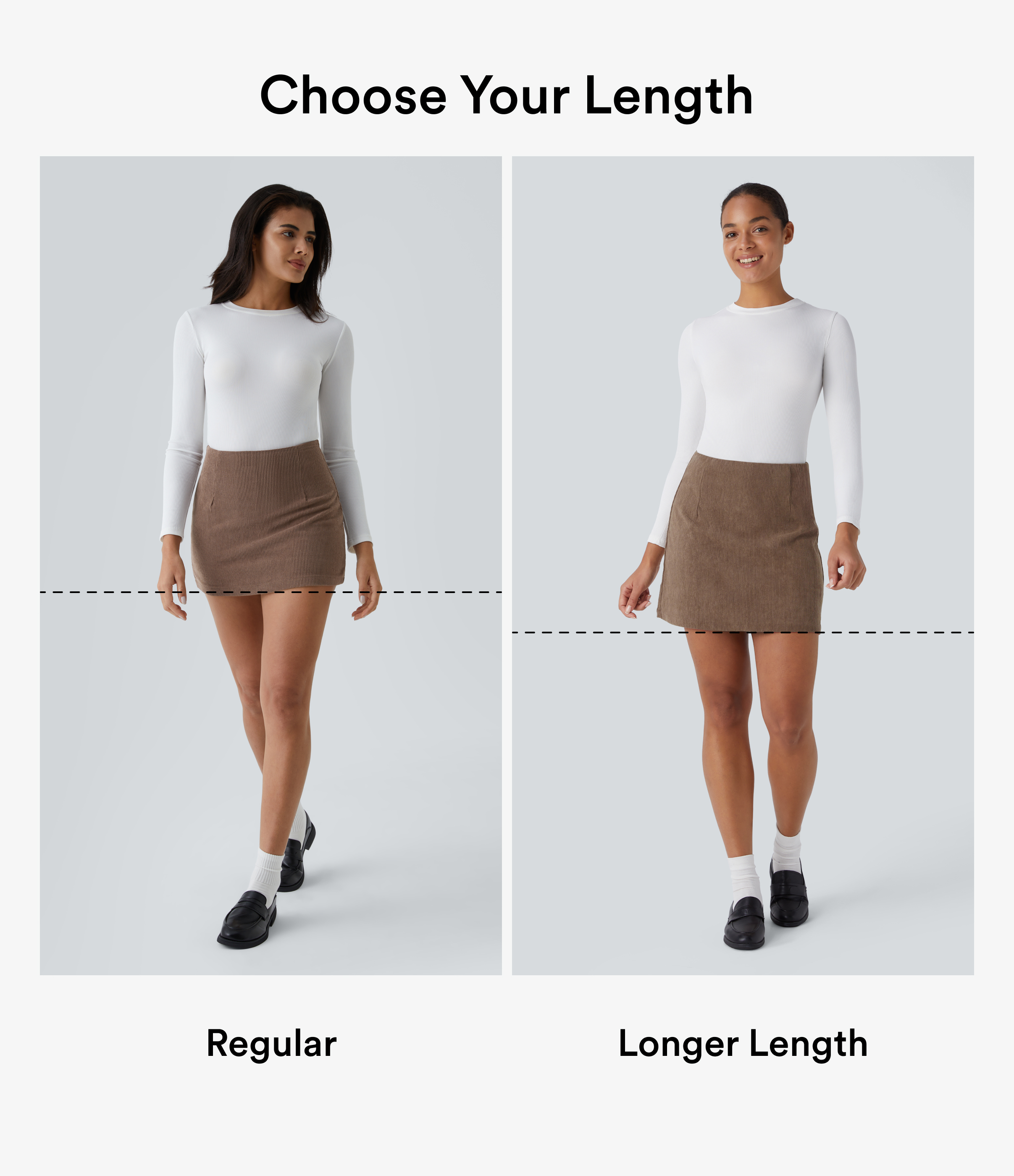 Halara High Waisted Invisible Zipper 2-in-1 A Line Mini Corduroy Casual Skirt-Longer Length  - Acorn - S(Long) 