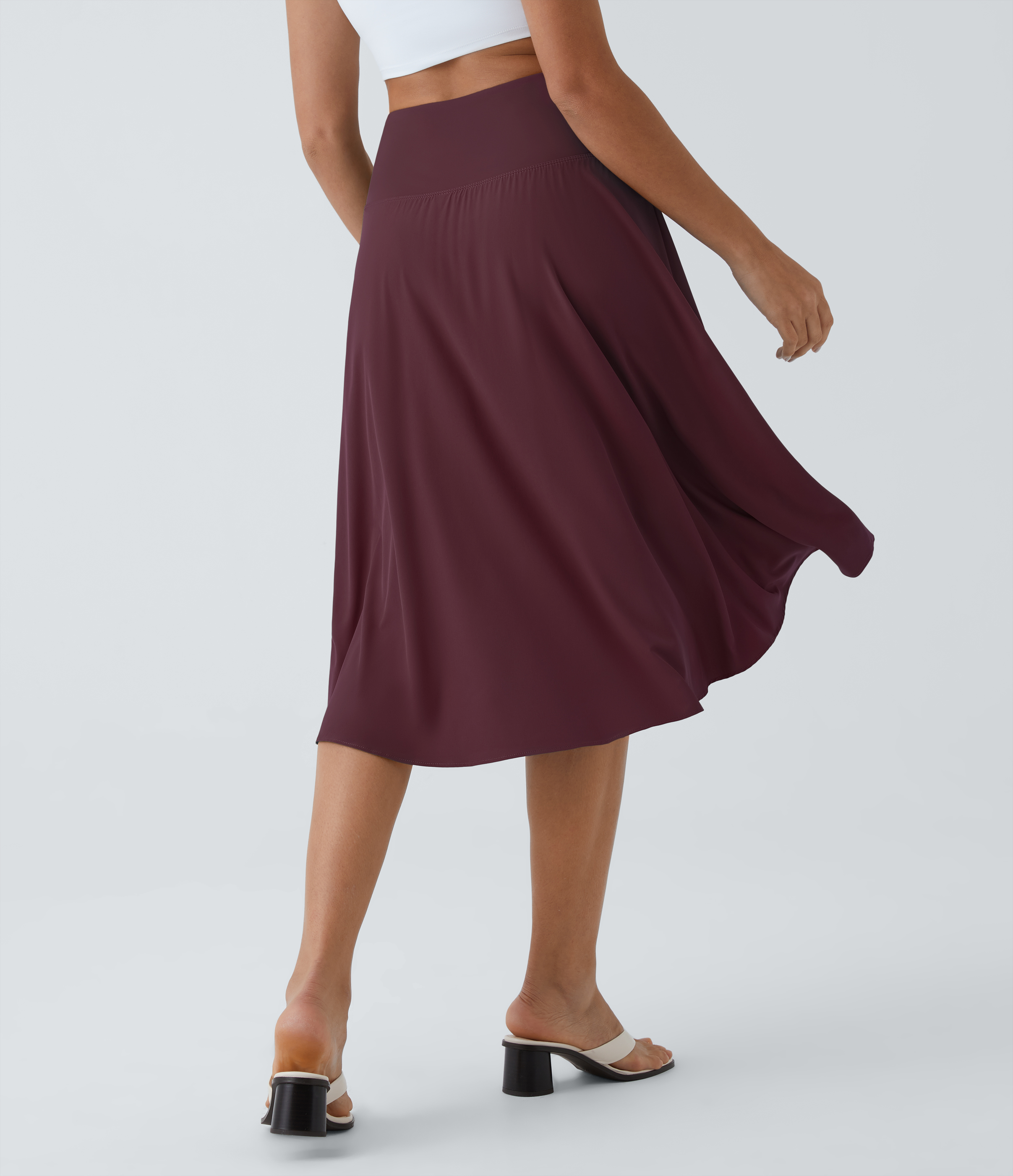 Halara Breezefulв„ў High Waisted Asymmetric Ruffle High Low Flowy 2-in-1 Quick Dry Dance Skirt  - Deep Crimson - XL midi skirt a line skirt 