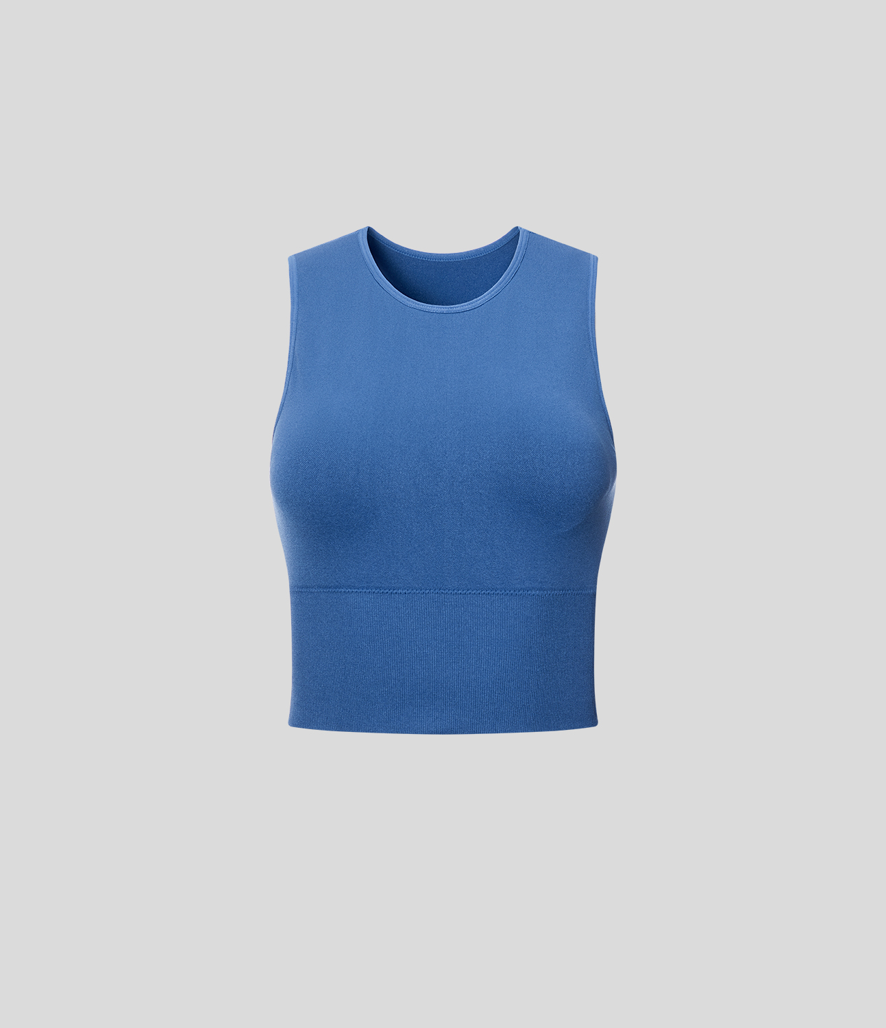 Halara Seamless Flow Round Neck Sleeveless Backless Solid Yoga Tank Top Tank Top - Star Sapphire - S golf tops halter top tunic tops 