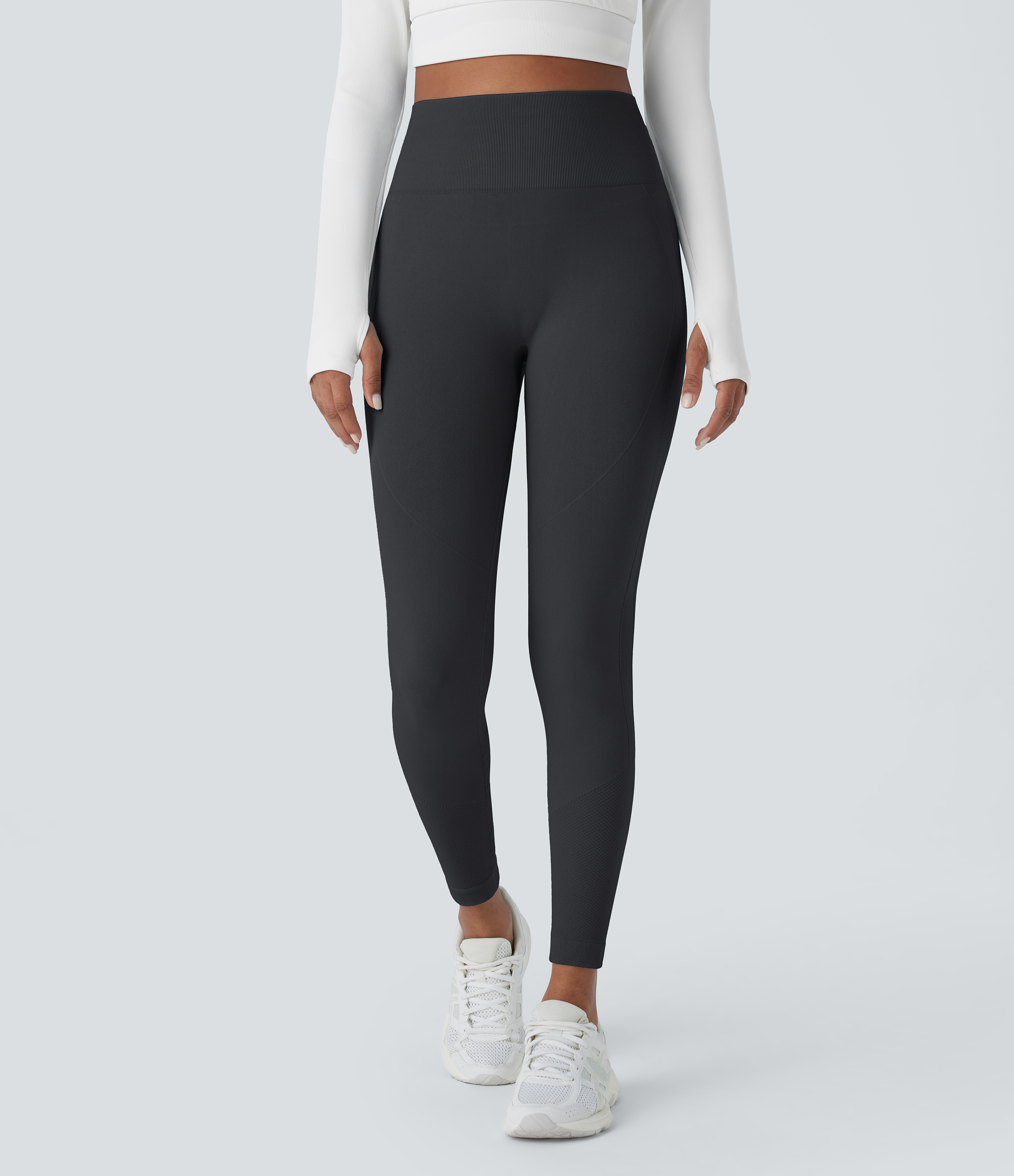 Halara Seamless Flow High Waisted Tummy Control Butt Lifting 7/8 Yoga Leggings  - Black - XL(7/8) gym leggings leggings with pockets 