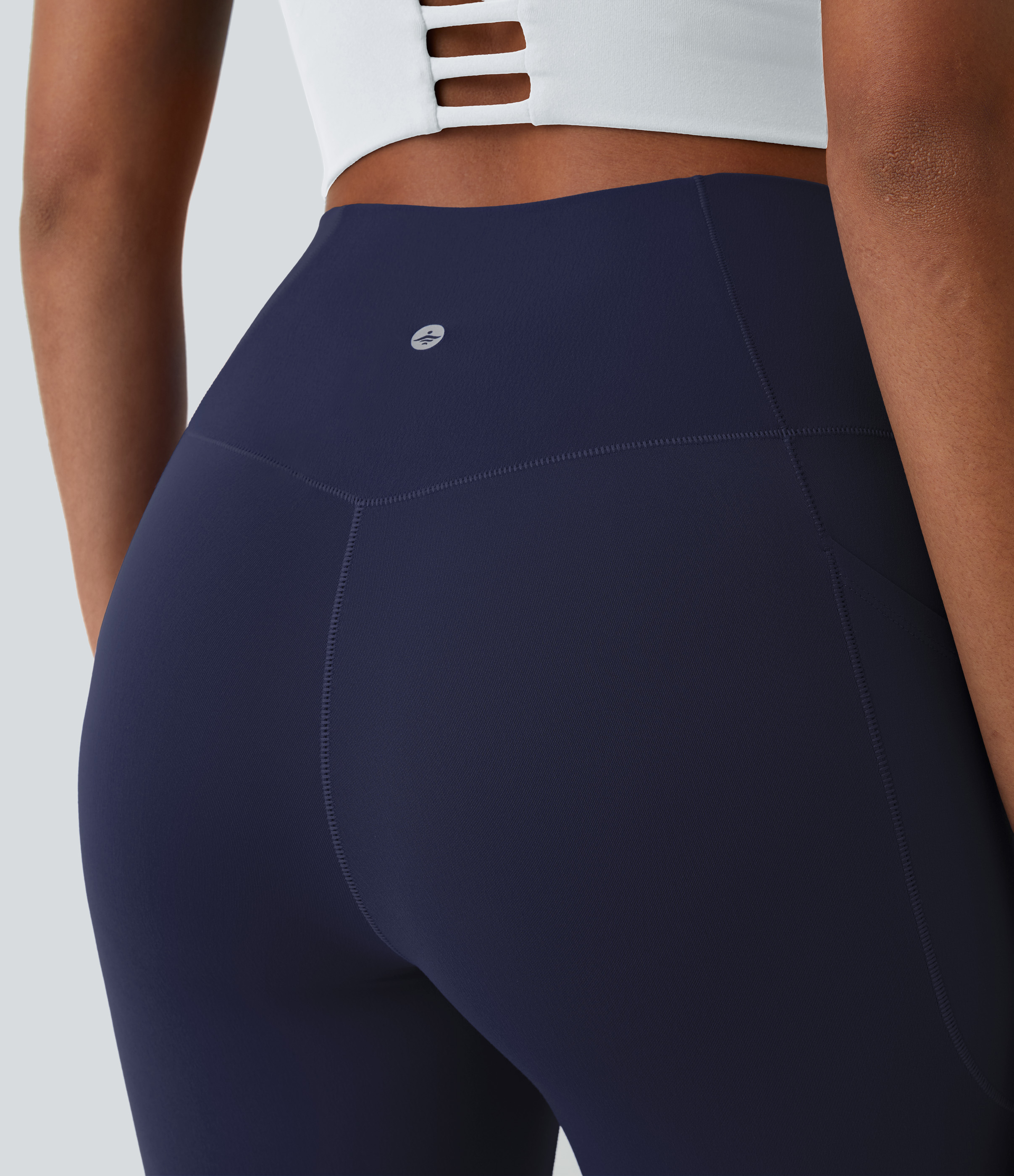 Halara Cloudfulв„ў Fabric Crossover Pocket Plain Leggings  - Peacoat - S(7/8) gym leggings leggings with pockets leggings with butt lift 