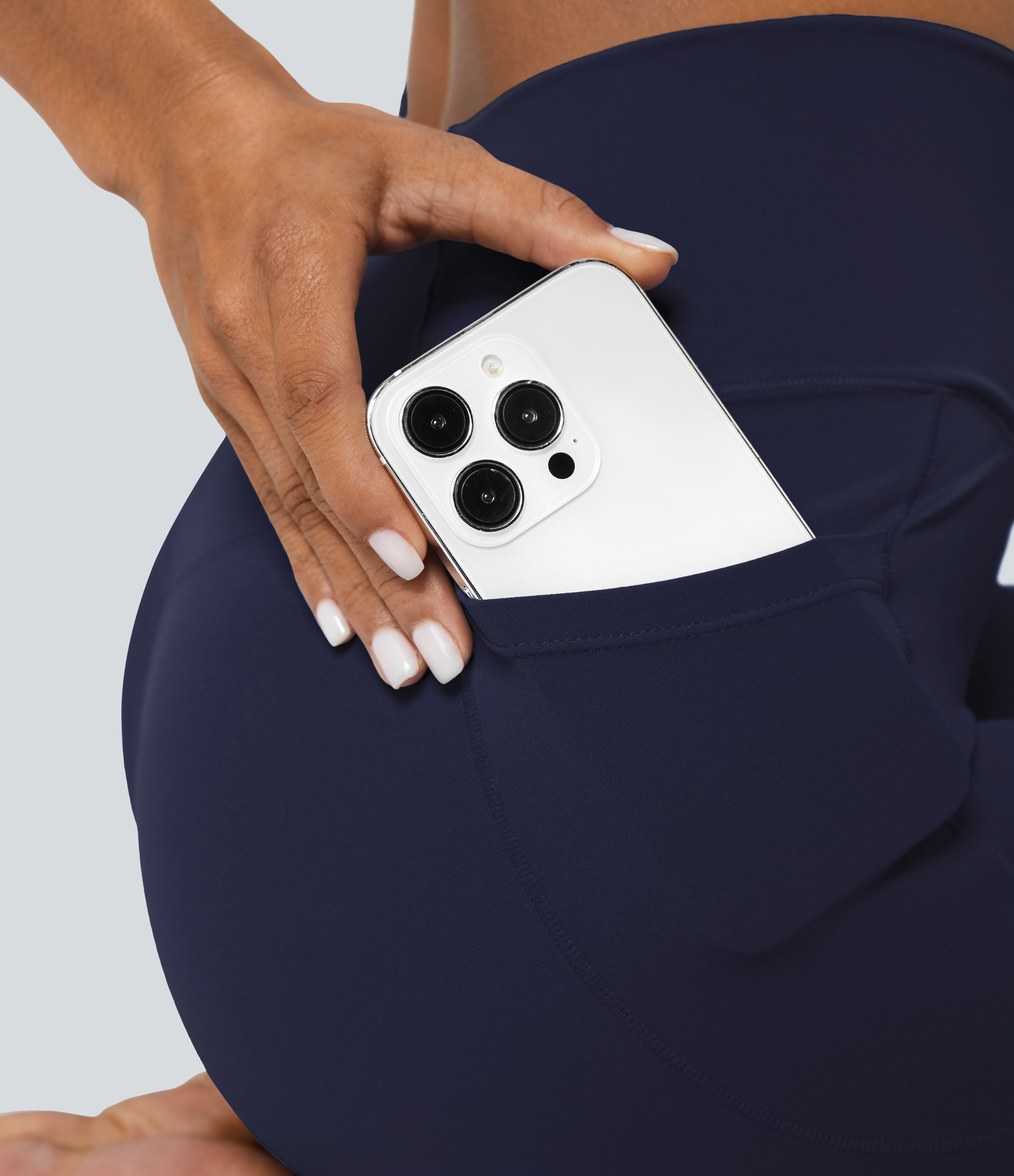 Halara Cloudfulв„ў Fabric Crossover Pocket Plain Leggings  - Peacoat - S(7/8) gym leggings leggings with pockets leggings with butt lift 