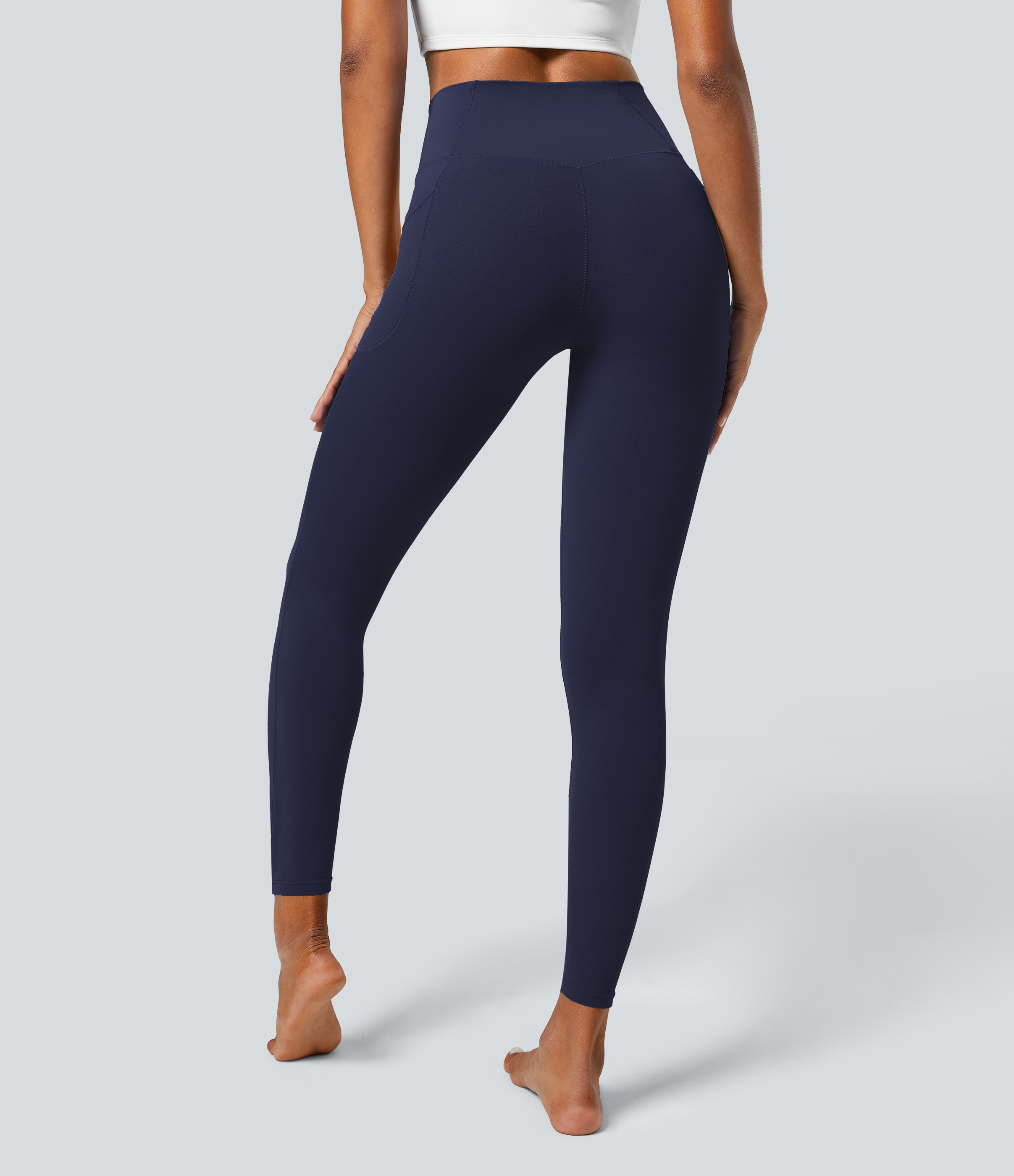 Halara Cloudfulв„ў Fabric Crossover Pocket Plain Leggings  - Peacoat - S(7/8) gym leggings leggings with pockets leggings with butt lift 