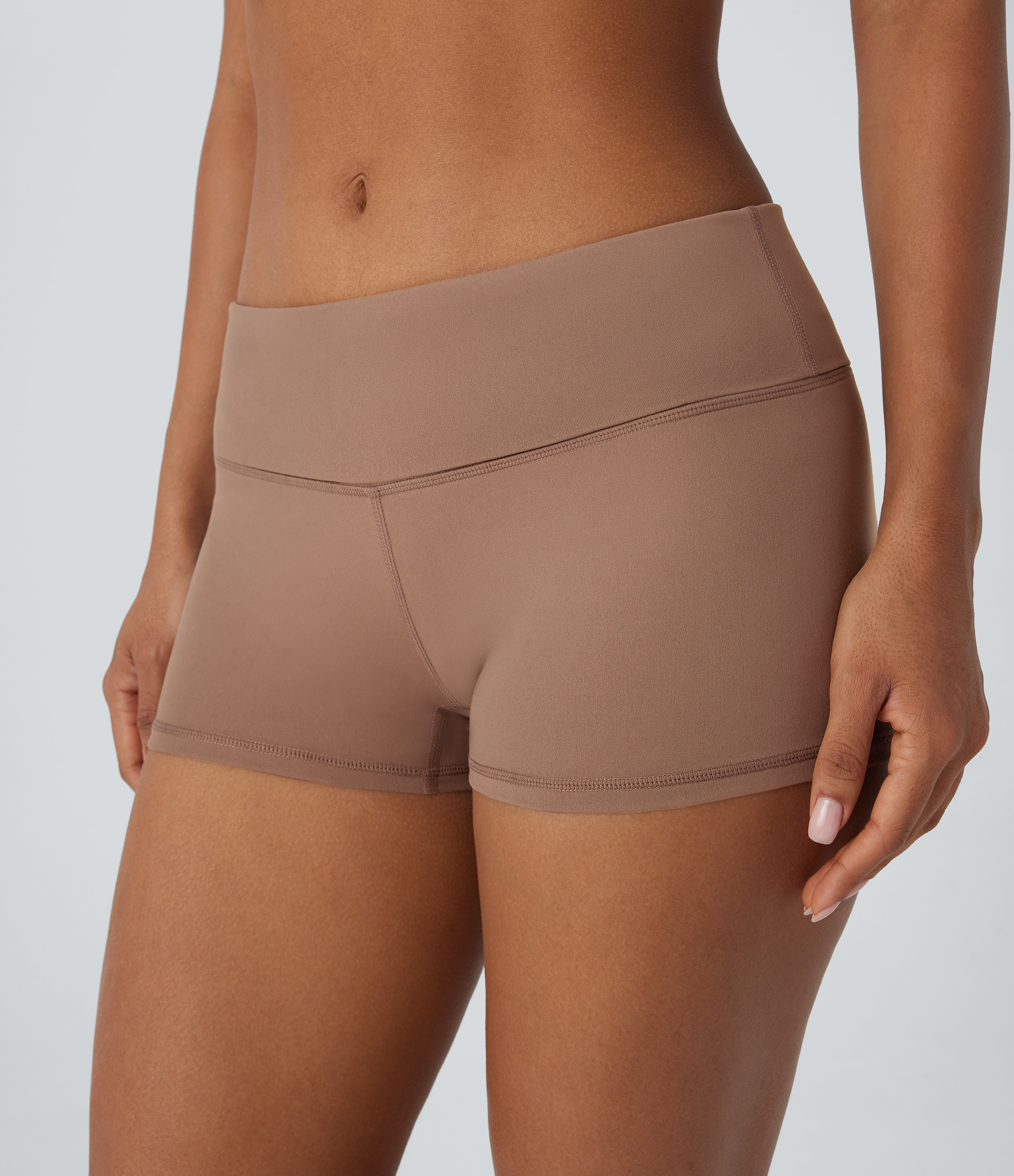 Halara HaloTek Airв„ў Super High Waisted Foldover Yoga Biker Shorts 2.5``  - Sepia - XS biker shorts women black biker shorts 