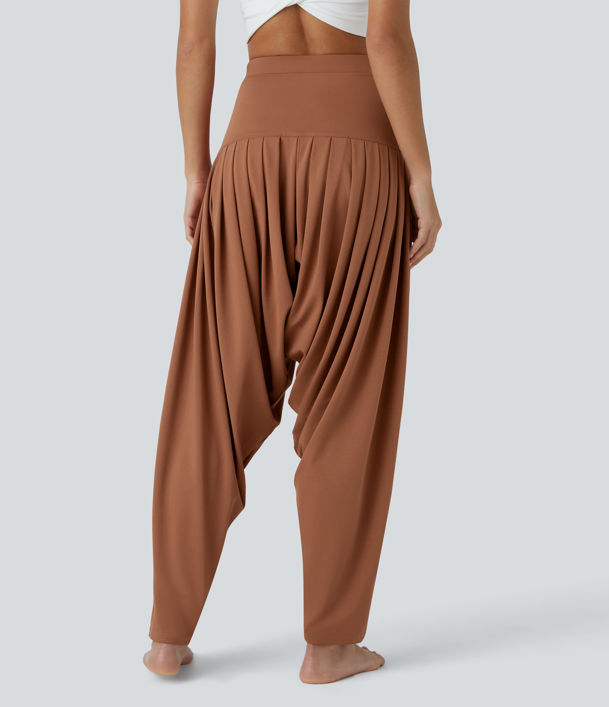 Halara High Waisted Plicated Harem Yoga Joggers  - Rust Red - XL(regular) 