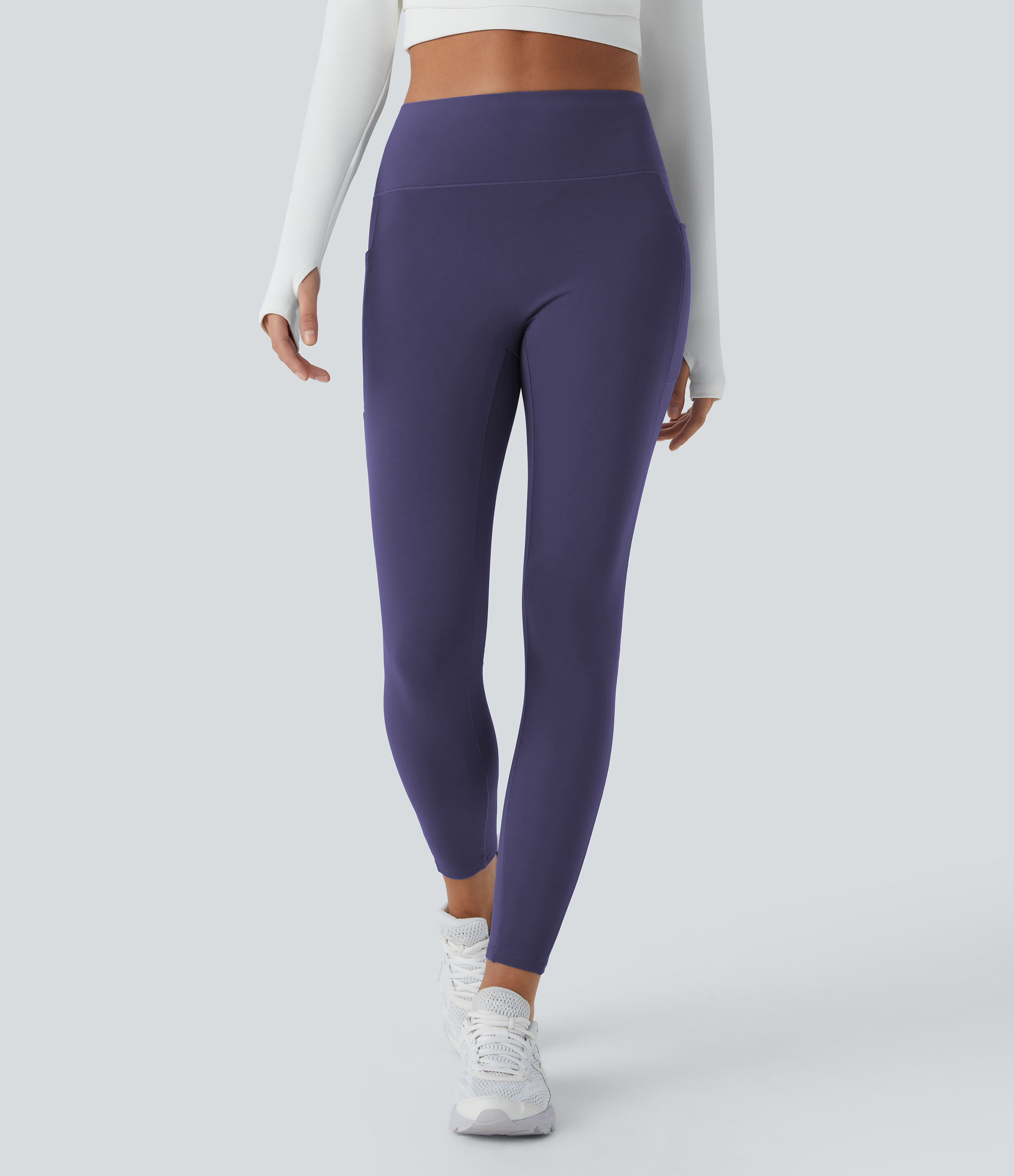 Halara Softlyzeroв„ў Plush Thermal High Waisted Side Pocket Skinny 7/8 Yoga Leggings  - Overture - M(7/8) gym leggings leggings with pockets 