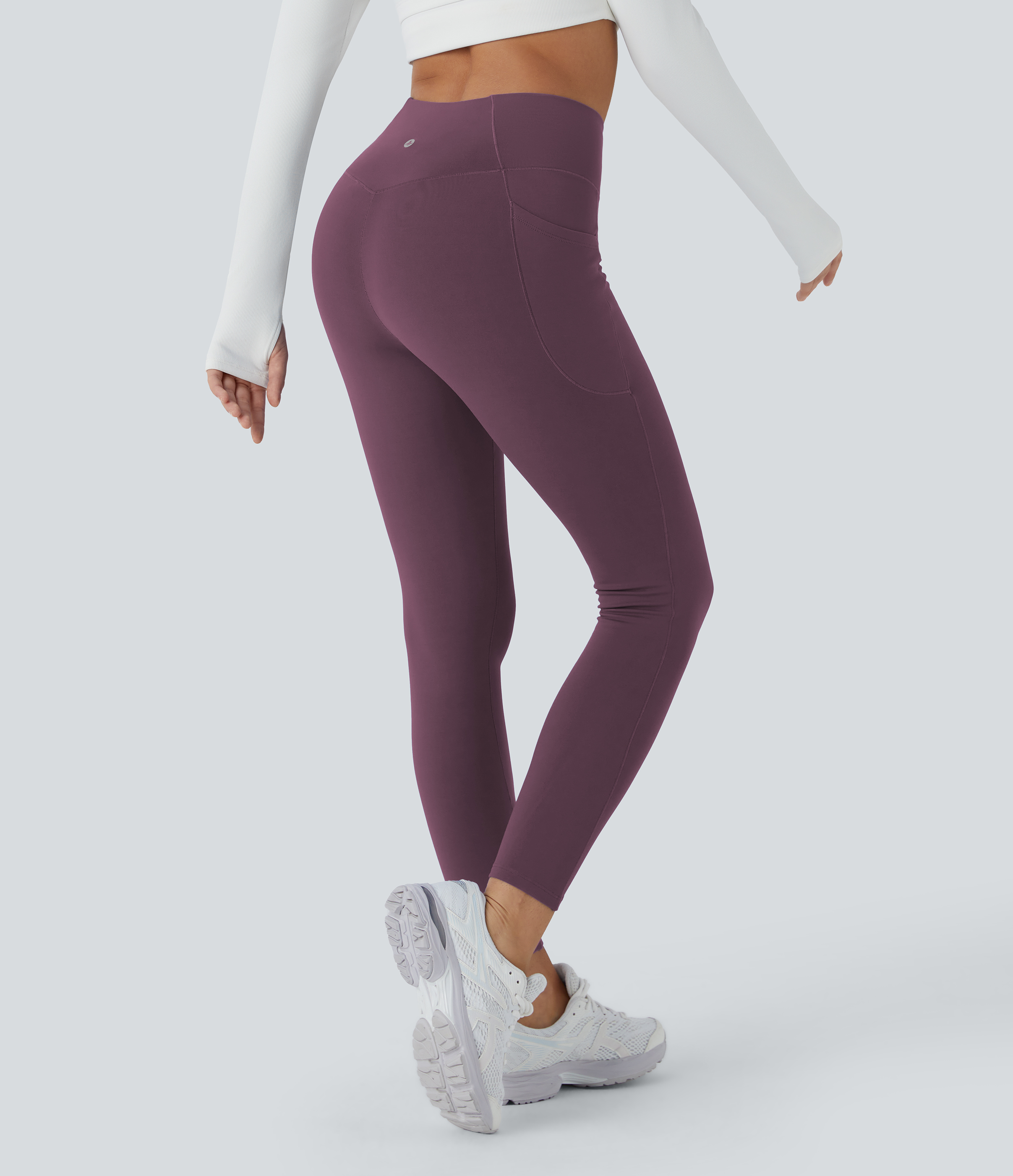 Halara Softlyzeroв„ў Plush Thermal High Waisted Side Pocket Skinny 7/8 Yoga Leggings  - Prune Purple - XS(7/8) gym leggings 