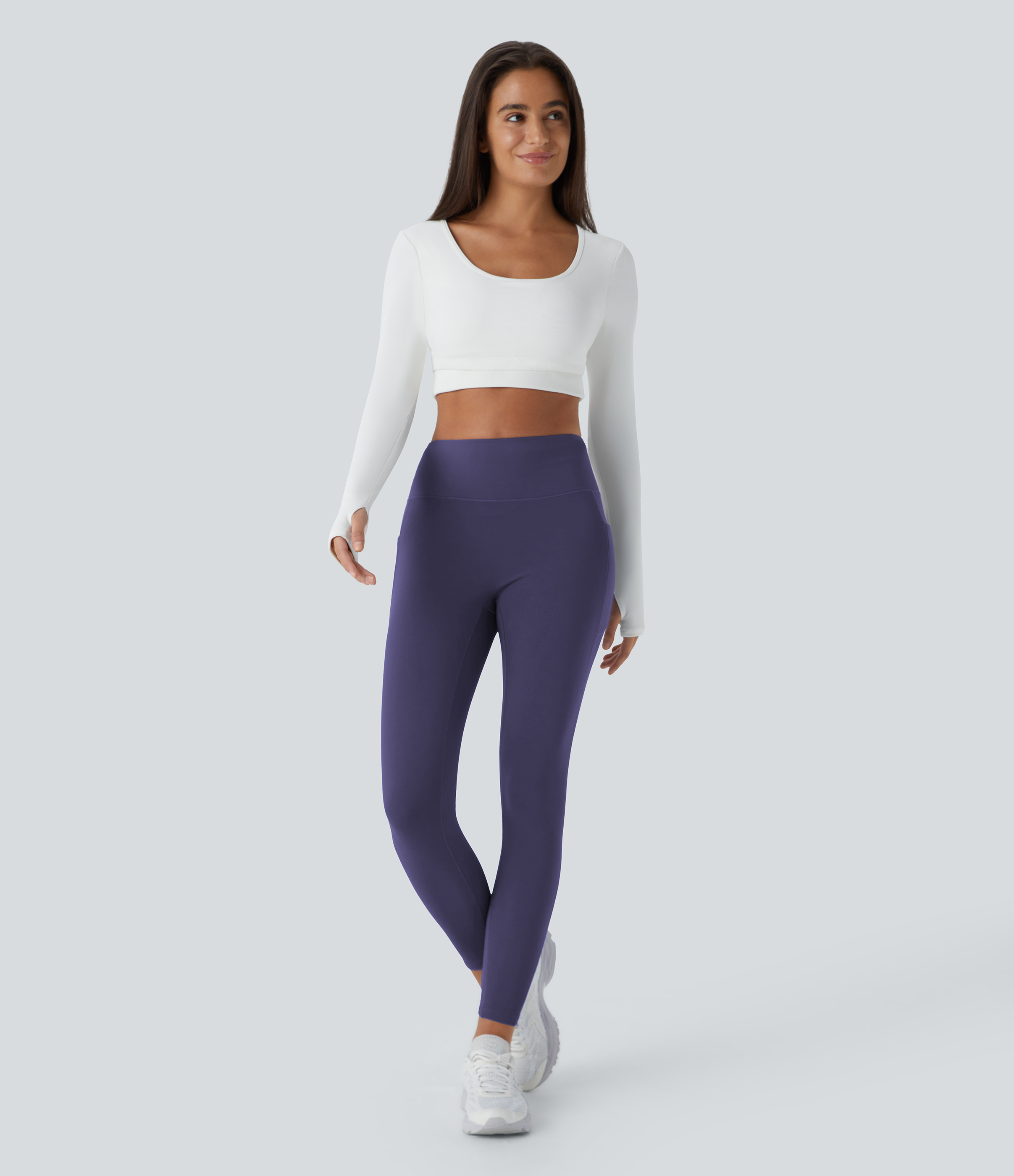 Halara Softlyzeroв„ў Plush Thermal High Waisted Side Pocket Skinny 7/8 Yoga Leggings  - Overture - M(7/8) gym leggings leggings with pockets 