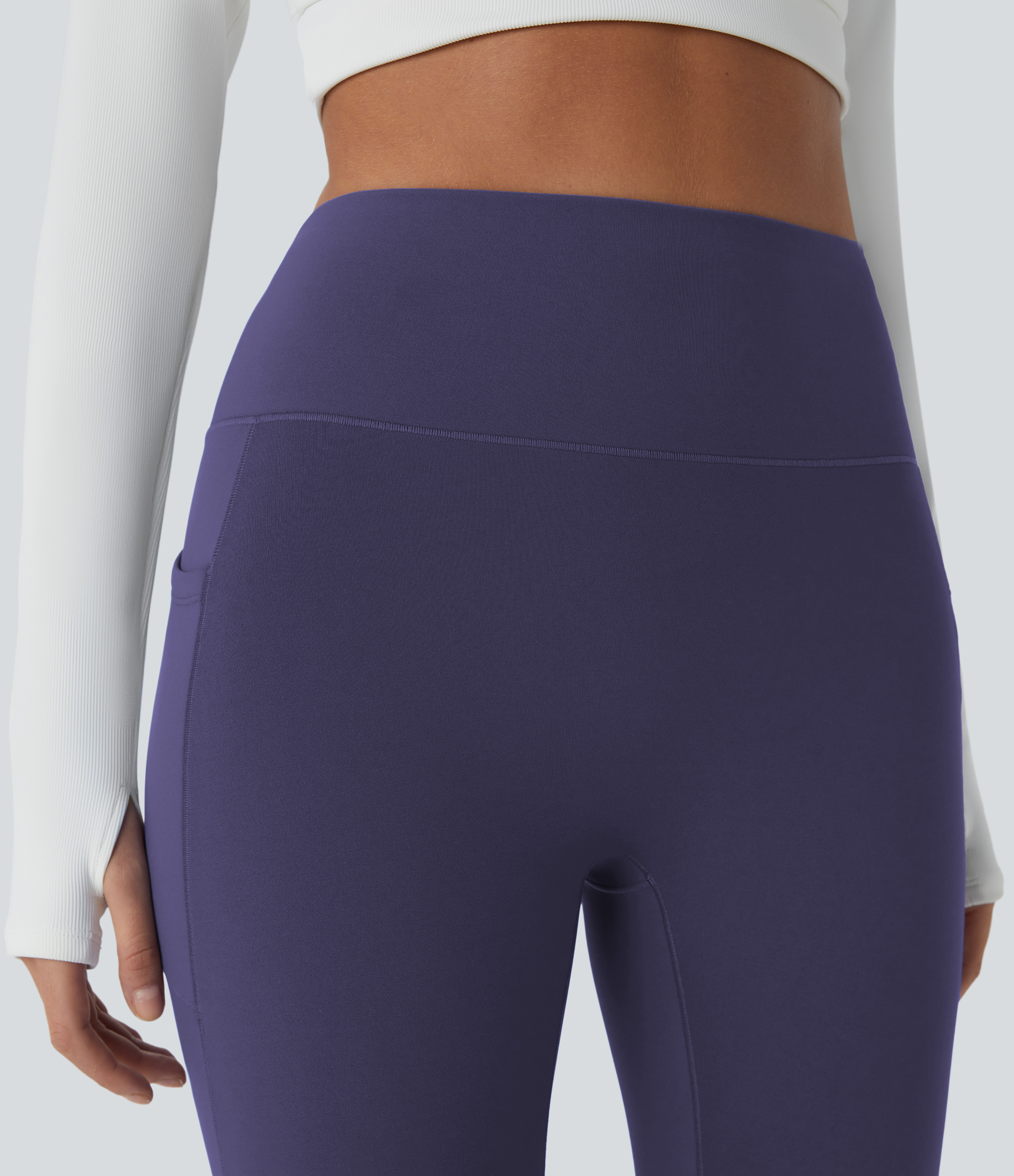 Halara Softlyzeroв„ў Plush Thermal High Waisted Side Pocket Skinny 7/8 Yoga Leggings  - Overture - M(7/8) gym leggings leggings with pockets 
