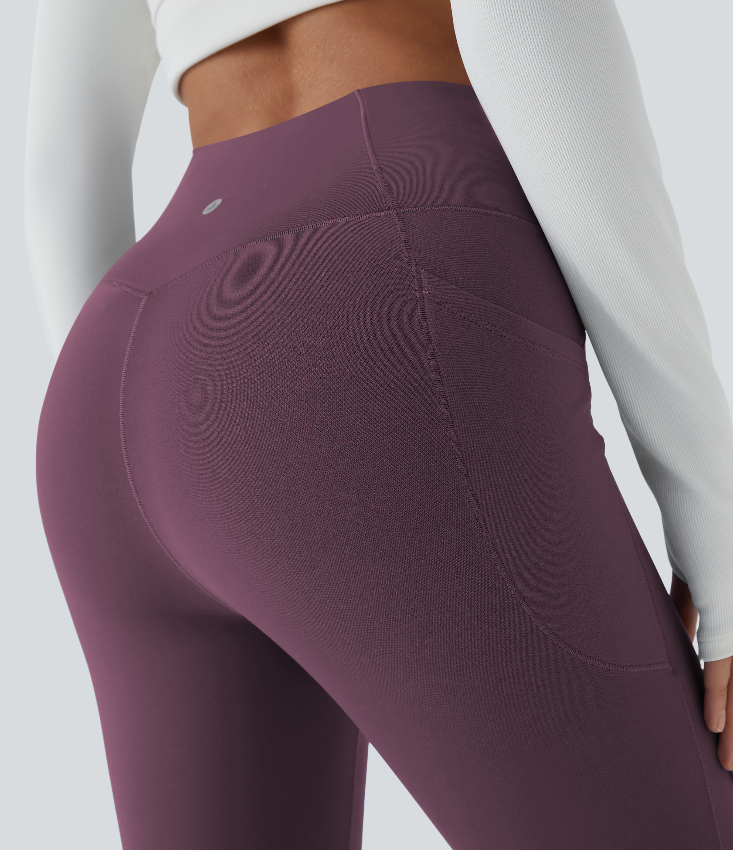 Halara Softlyzeroв„ў Plush Thermal High Waisted Side Pocket Skinny 7/8 Yoga Leggings  - Prune Purple - XS(7/8) gym leggings 