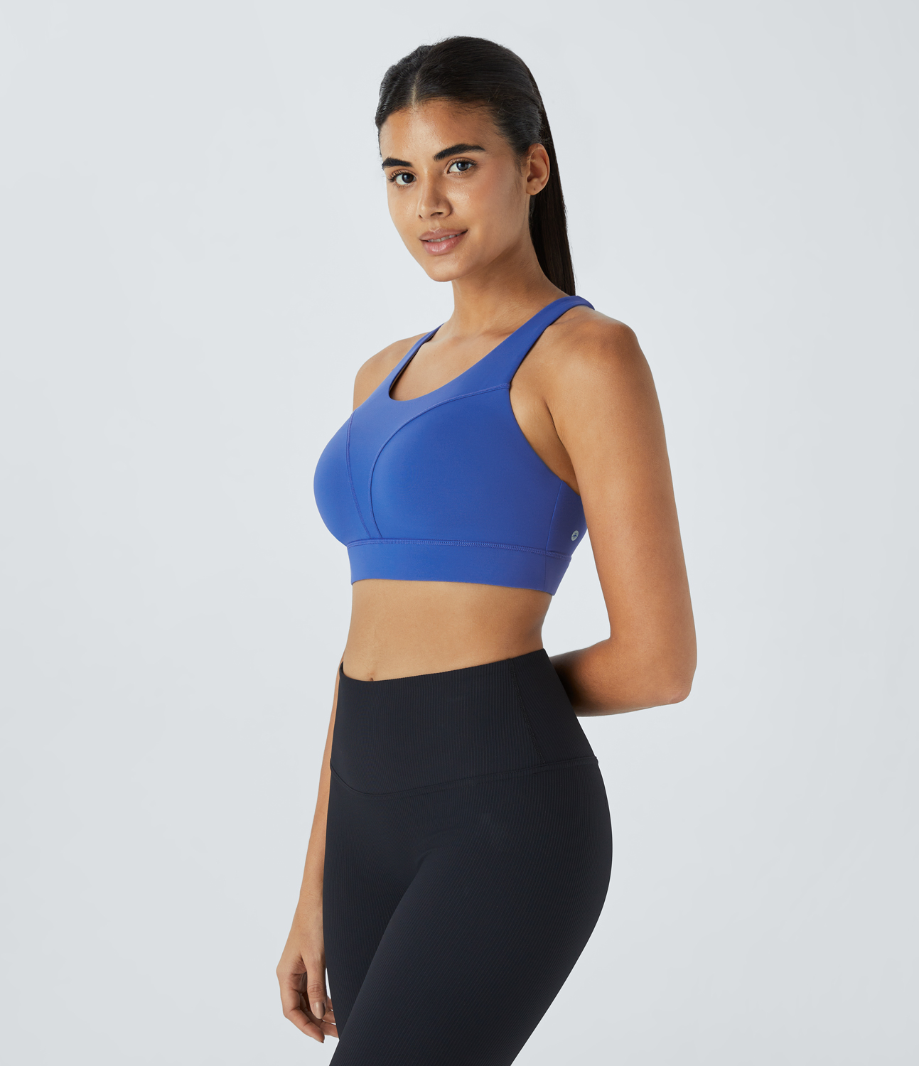 

Halara SpeedWaveв„ў Medium Support Backless Crisscross Quick Dry Workout Sports Bra - Bluebird Cyan -  push up bra strapless bra backless bra