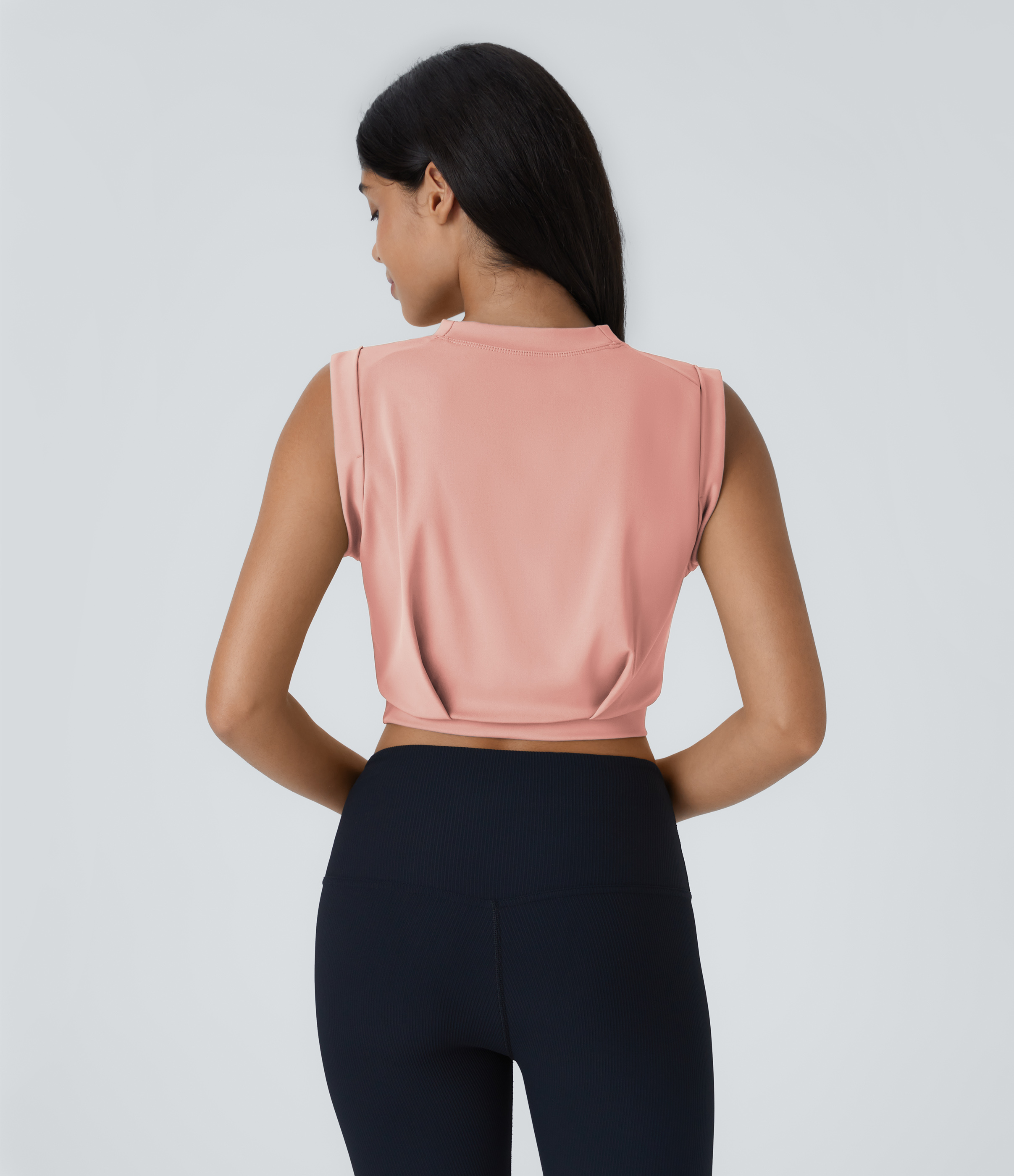 Halara Crew Neck Sleeveless Cropped Yoga Tank Top Tank Top - Blossom - S golf tops halter top tunic tops sleeveless tops backless top 