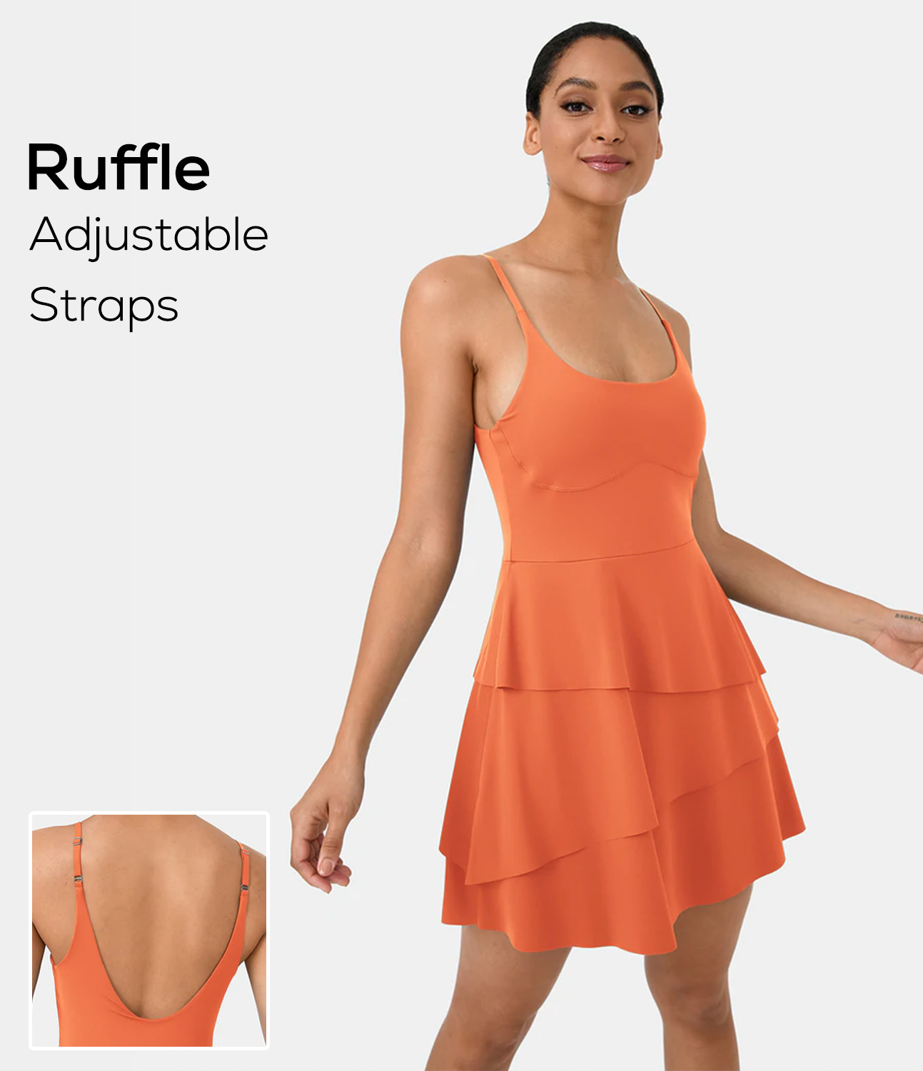 Women's CloudfulÂ® Air Tiered 2-in-1 Ruffle Adjustable Straps Pocket Sports Dress-Selene - HALARA