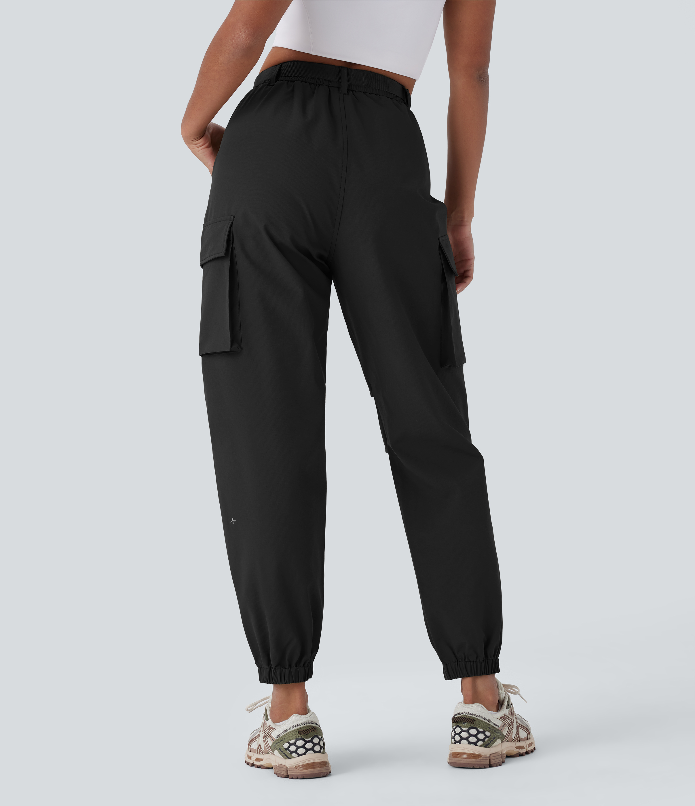 Halara Water Repellent High Waisted Belted Multiple Pockets Hiking Cargo Joggers  - Black - S(regular) 