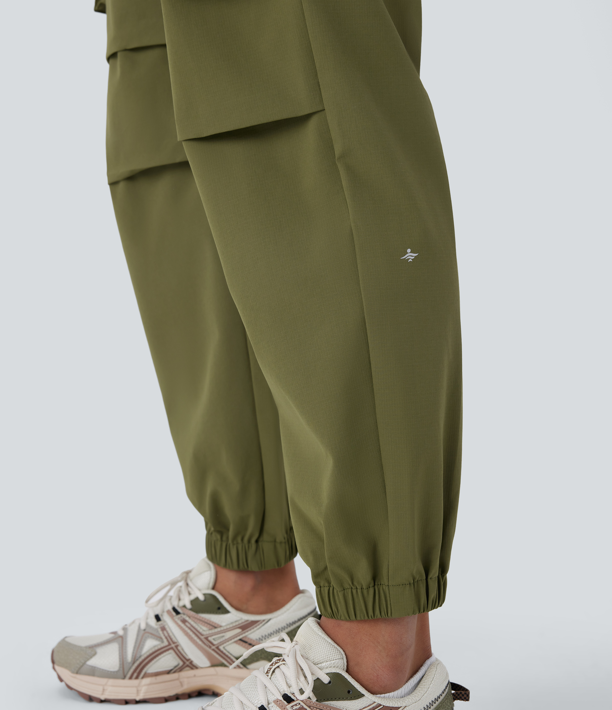Halara Water Repellent High Waisted Belted Multiple Pockets Hiking Cargo Joggers  - Army Green - S(regular) 