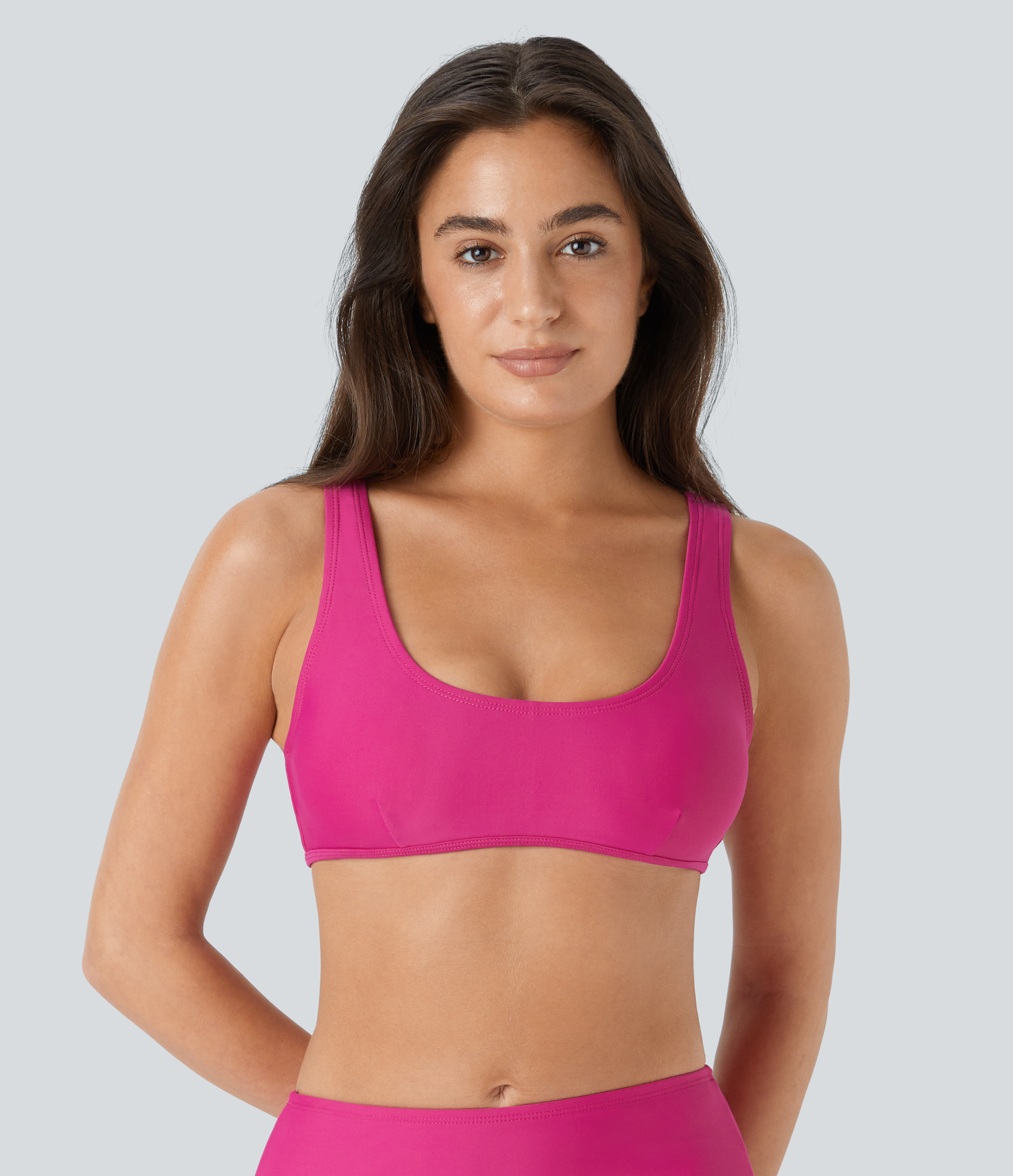 Halara Solid U Neck Bikini Top Swimsuit  - Sakura Red - XL 