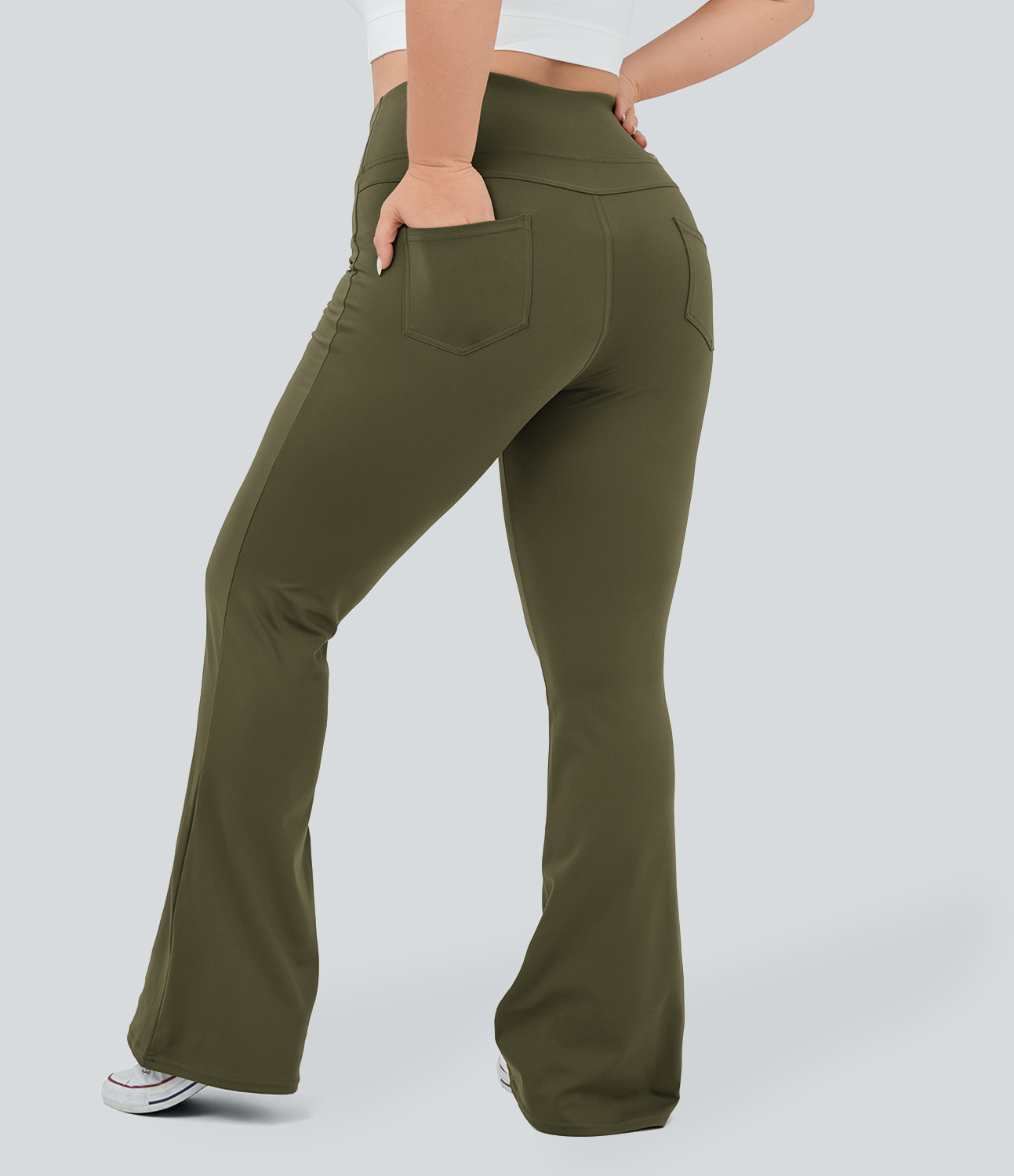 Halara High Waisted Back Pocket Flare Yoga Plus Size Leggings  - Forest Night - 3X(regular) 