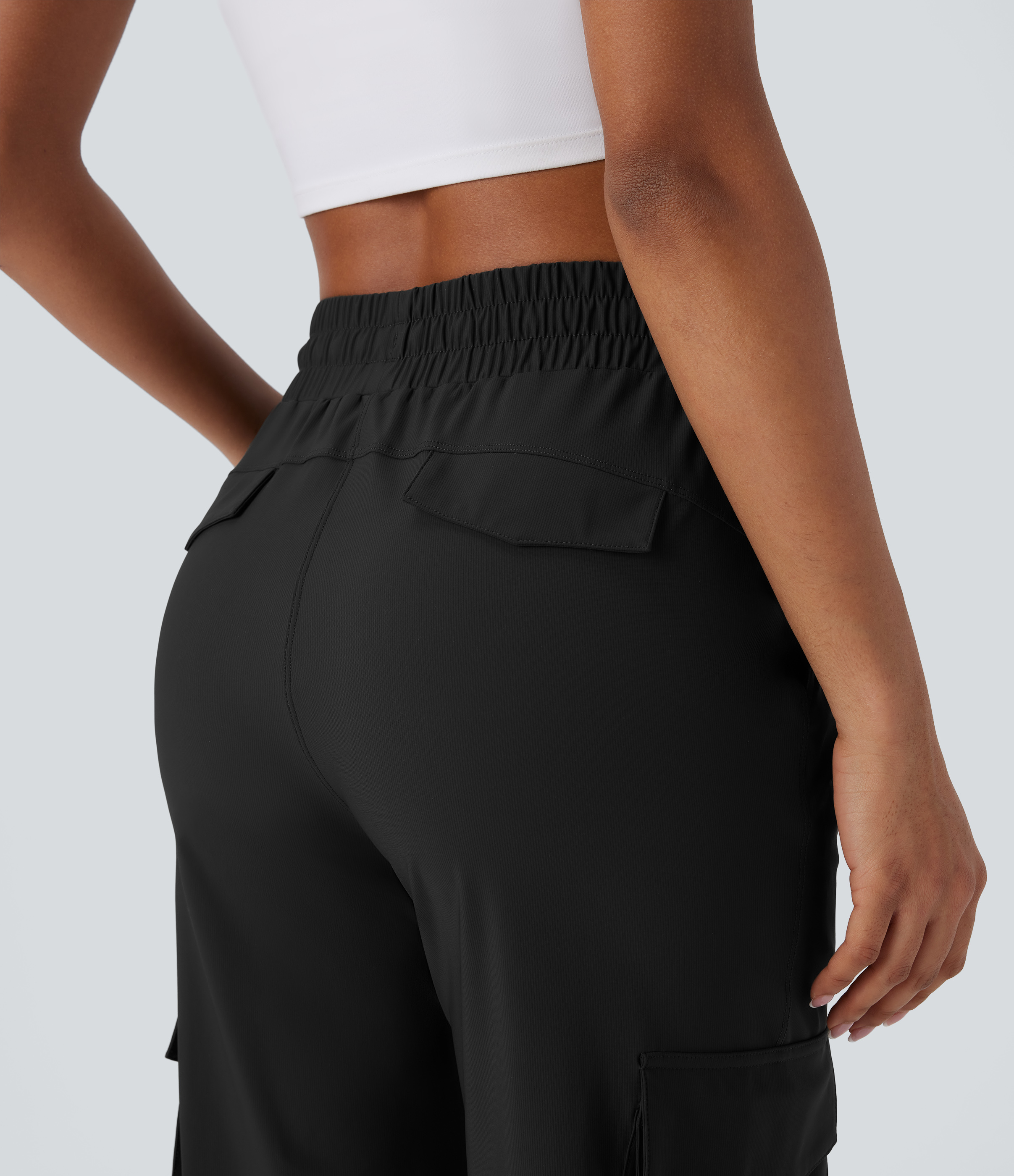 Halara High Waisted Drawstring Multiple Pockets Dance Cargo Joggers  - Black - XS(regular) 