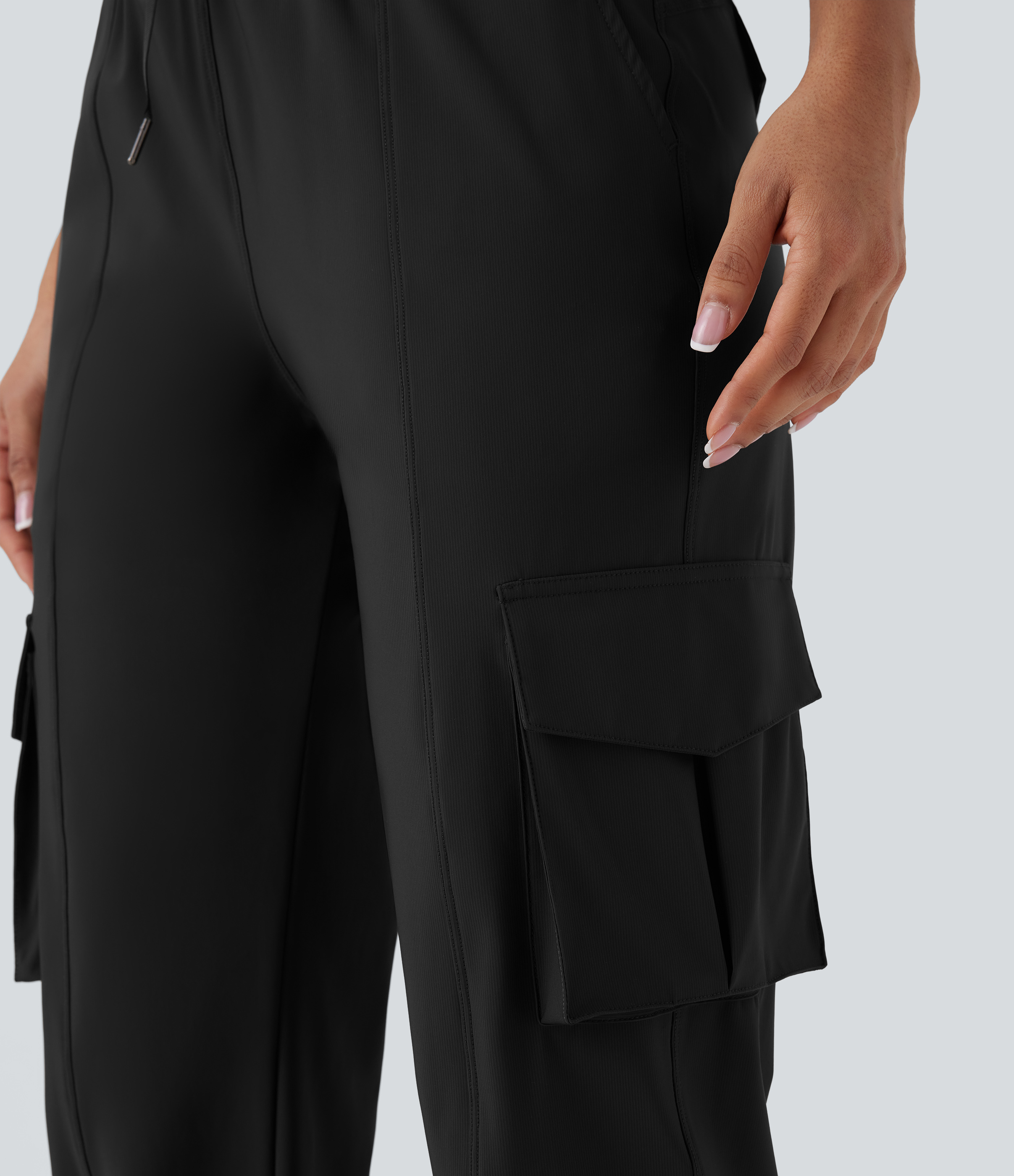 Halara High Waisted Drawstring Multiple Pockets Dance Cargo Joggers  - Black - XS(regular) 
