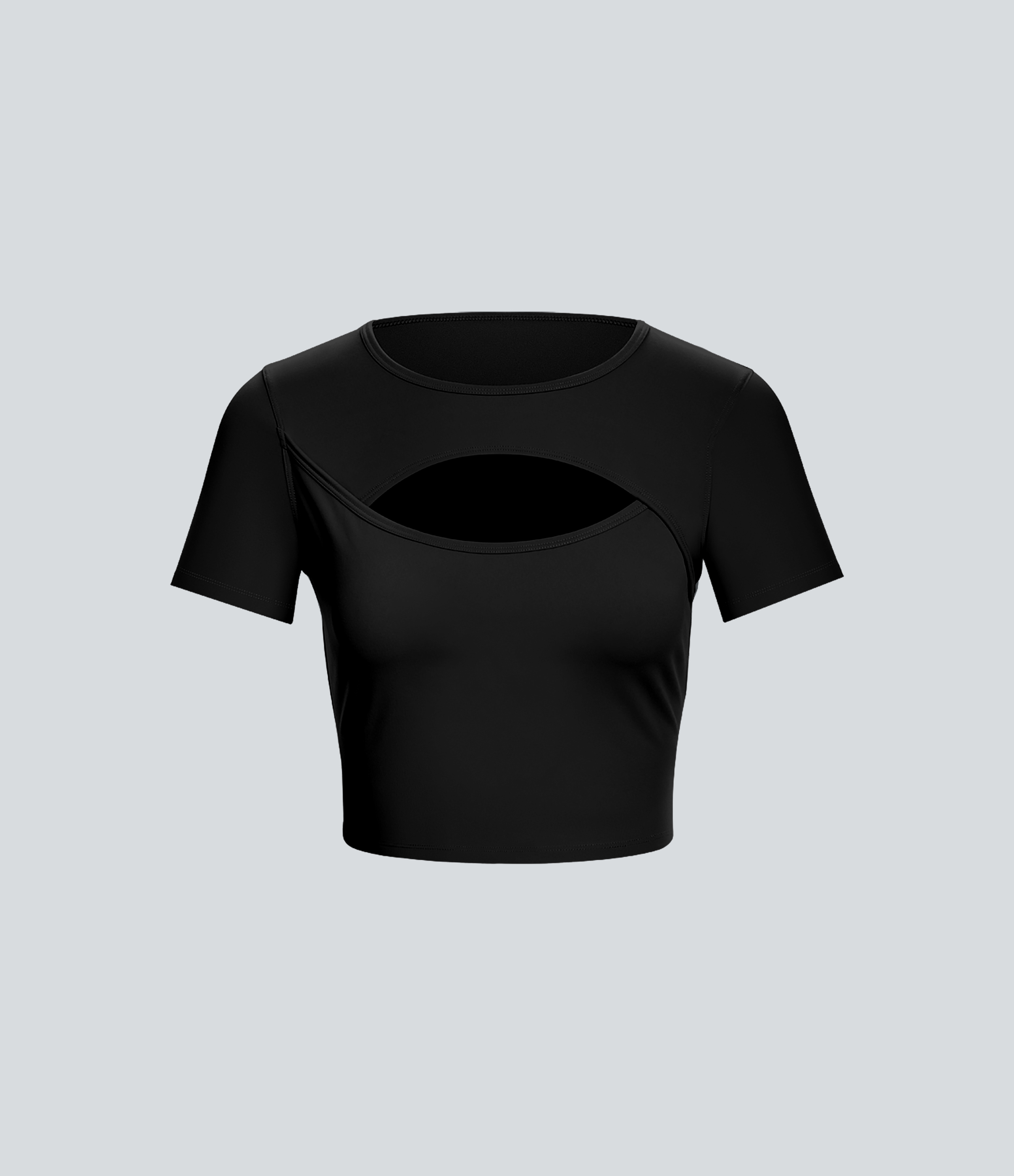 Halara Cloudfulв„ў Fabric Round Neck Cut Out Short Sleeve Cropped Barre Ballet Dance Sports Top  - Black - XS 