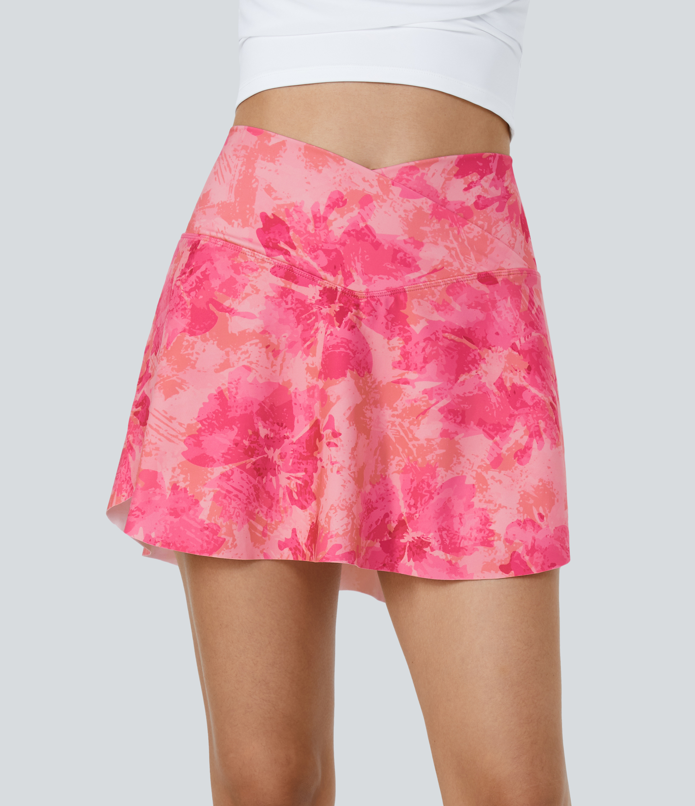Halara Everyday Crossover Side Pocket 2-in-1 Tennis Skirt-Lucid  - Desert Rose tie dye(Hot pink) - L midi skirt a line skirt golfing skirt 