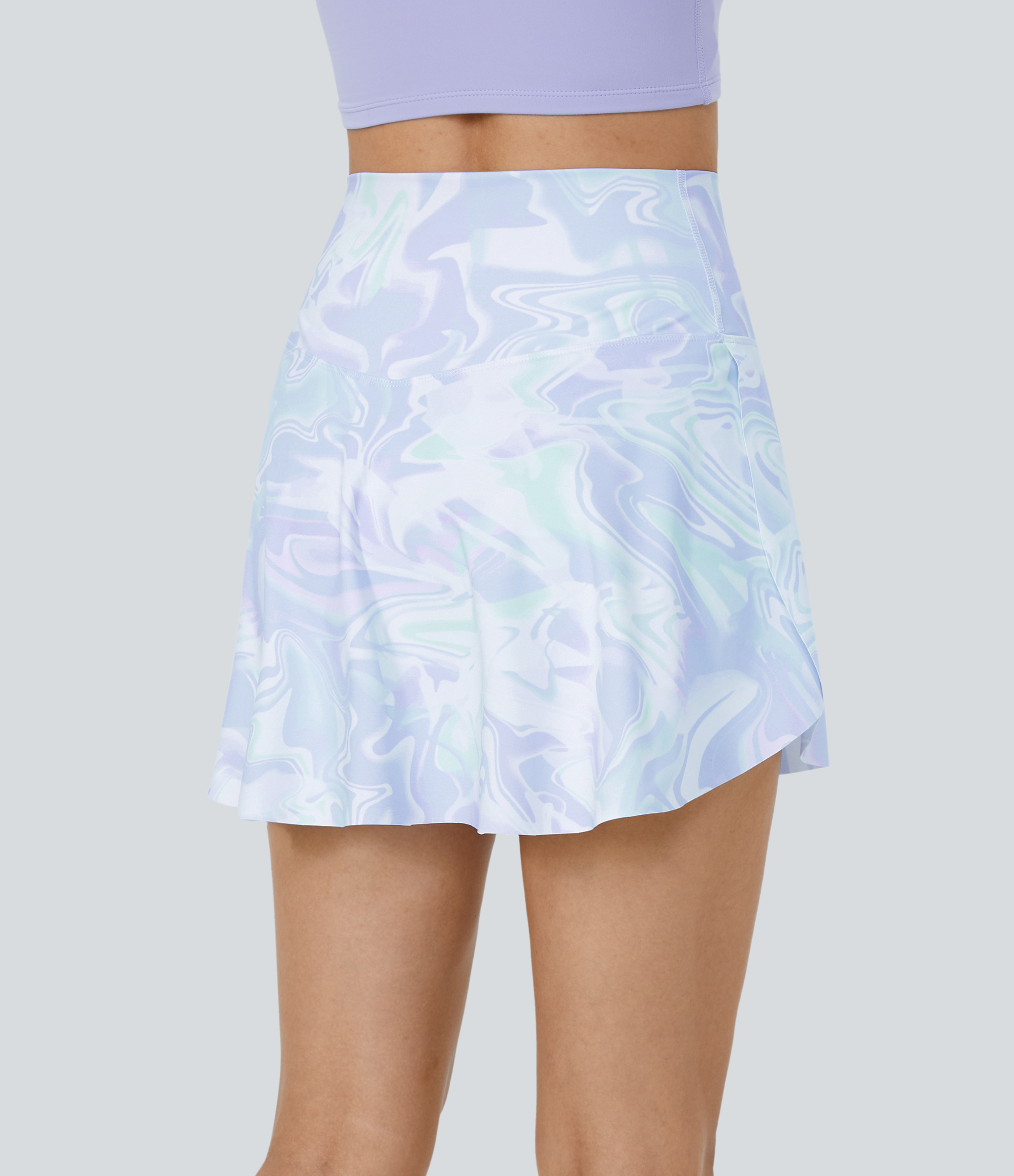 Halara Everyday Crossover Side Pocket 2-in-1 Tennis Skirt-Lucid  - Pastel Lilac Oil Marbled - L midi skirt a line skirt golfing skirt 