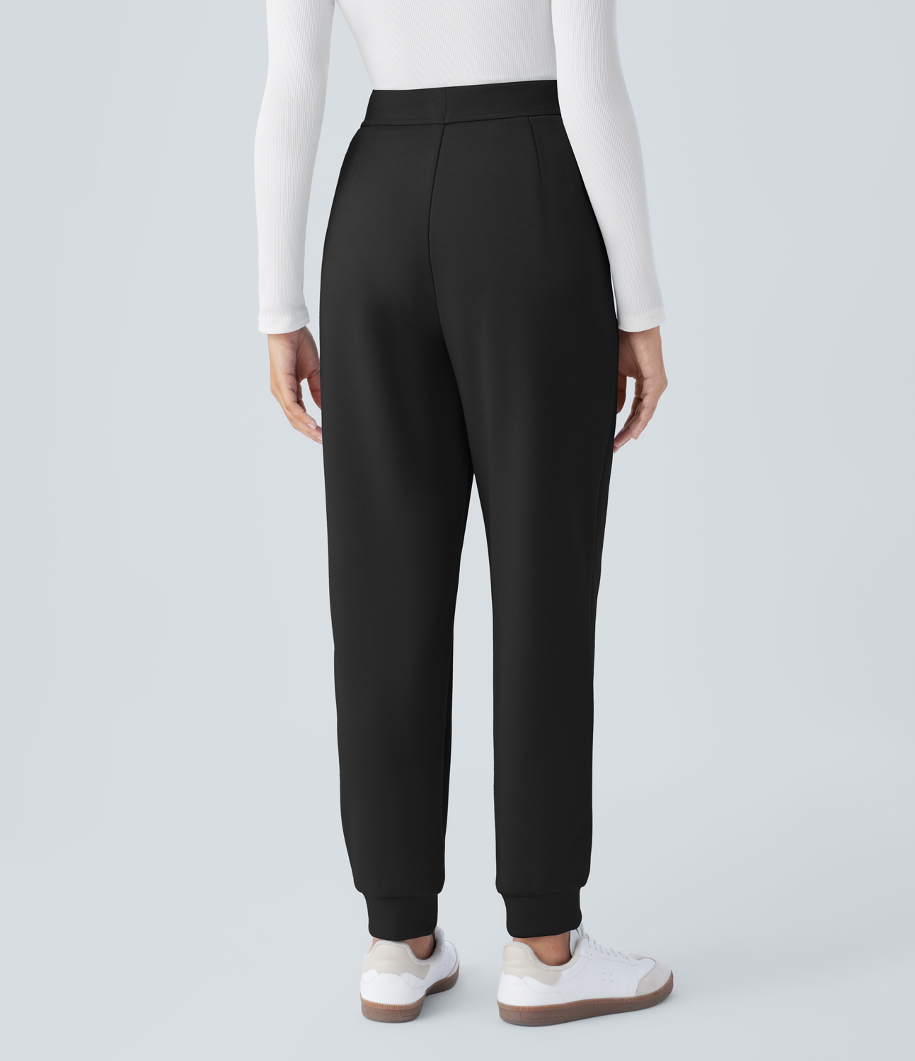 Halara High Waisted Drawstring Side Pocket Casual Joggers  - Black - L(regular) 