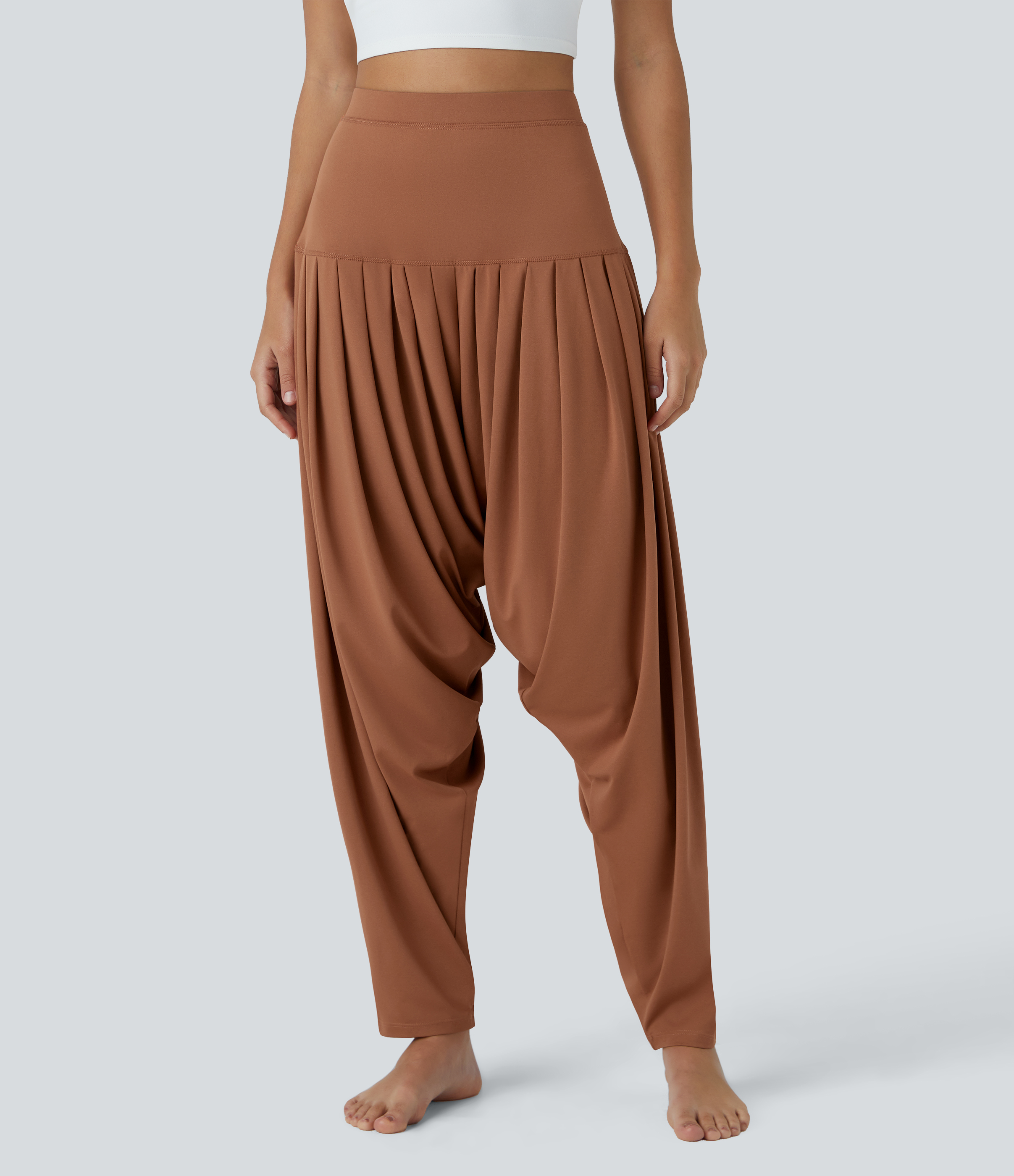Halara High Waisted Plicated Harem Yoga Joggers  - Rust Red - XL(regular) 