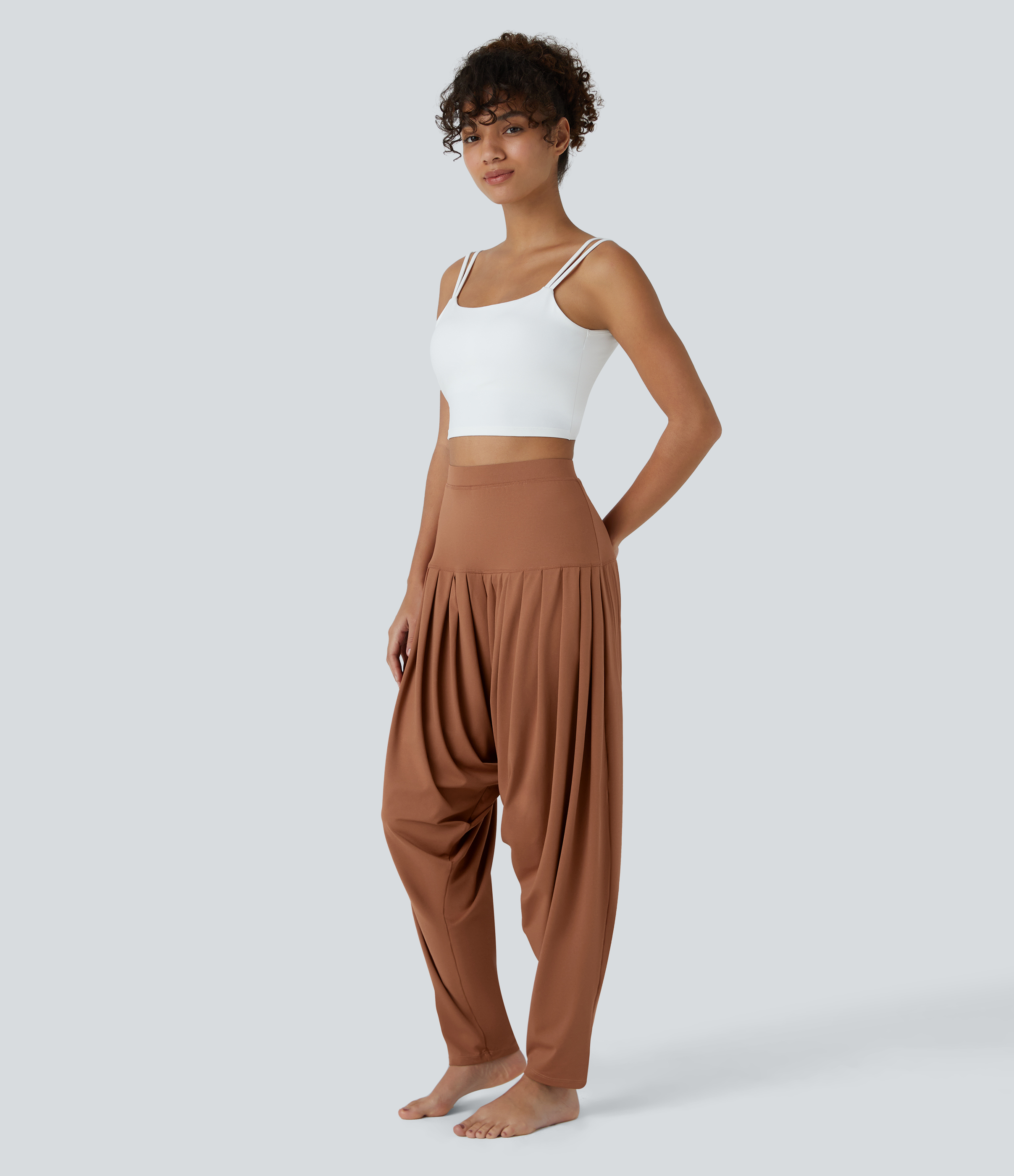 Halara High Waisted Plicated Harem Yoga Joggers  - Rust Red - XL(regular) 