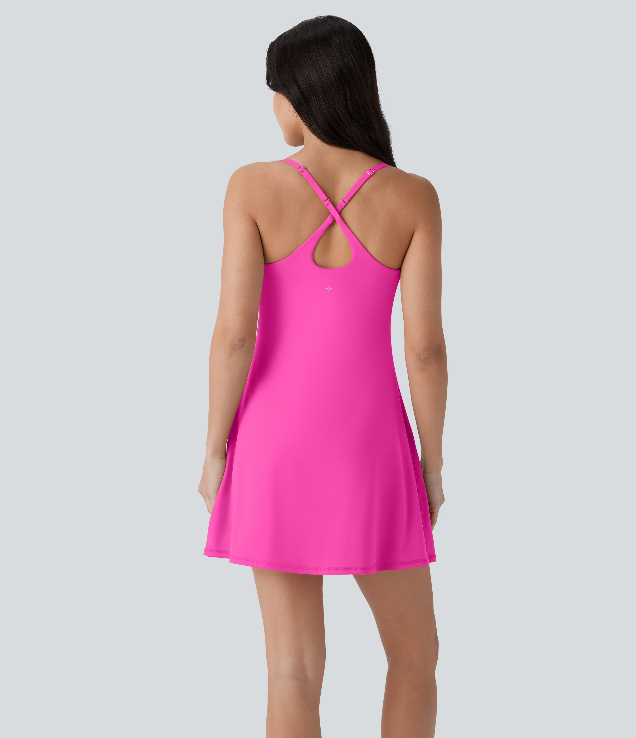 Halara Softlyzeroв„ў Plush Molded Cups Adjustable Strap Backless Dance Active Dress-Easy Peezy Edition Workout Dress - Fuchsia Purple - XL 