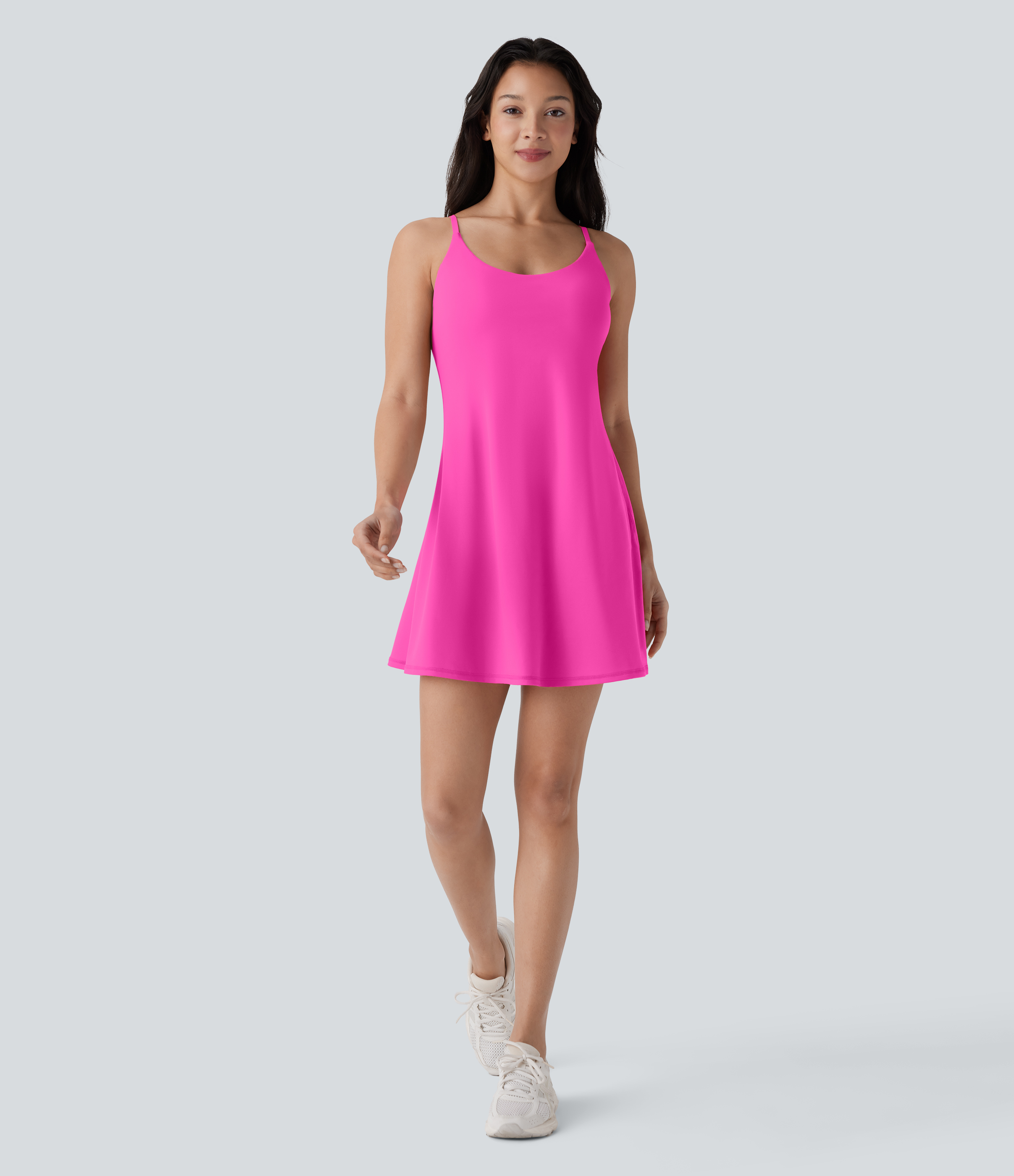 Halara Softlyzeroв„ў Plush Molded Cups Adjustable Strap Backless Dance Active Dress-Easy Peezy Edition Workout Dress - Fuchsia Purple - XL 