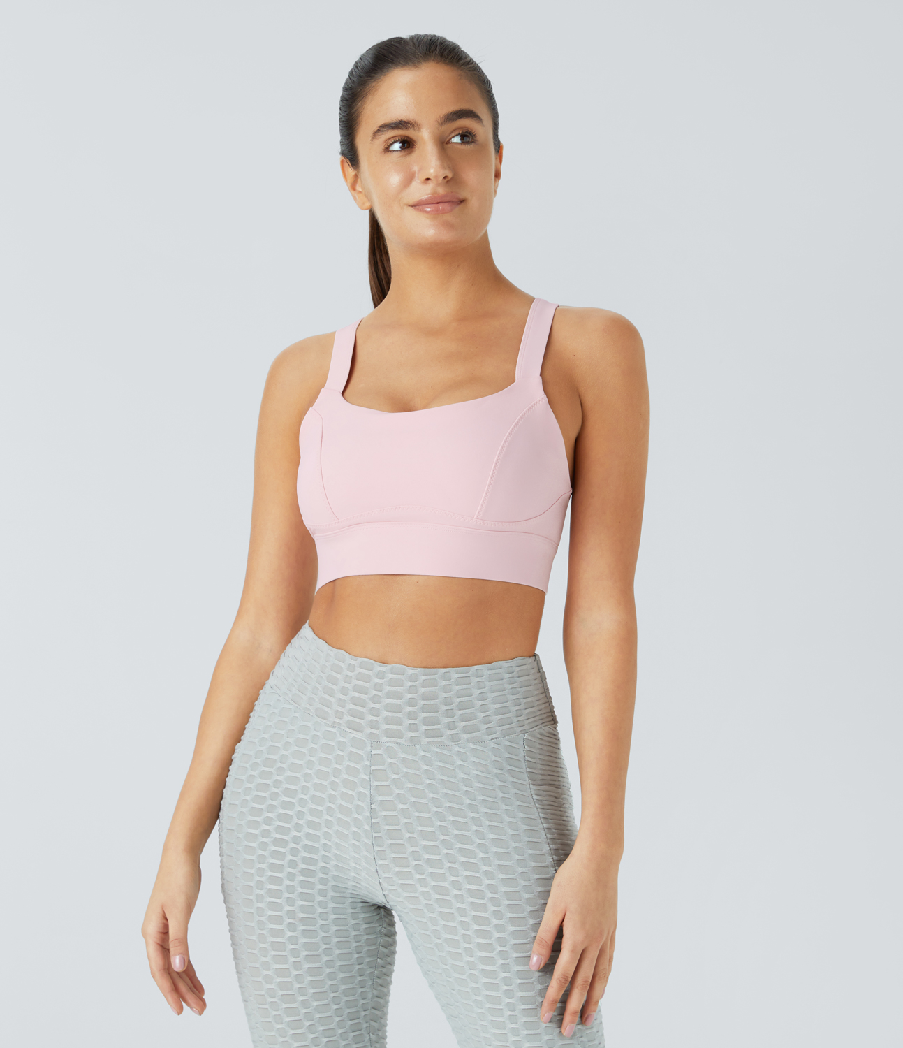 Halara Low Support U Neck Backless Crisscross Adjustable Yoga Sports Bra  - Ballet Slipper - XL push up bra strapless bra backless bra 