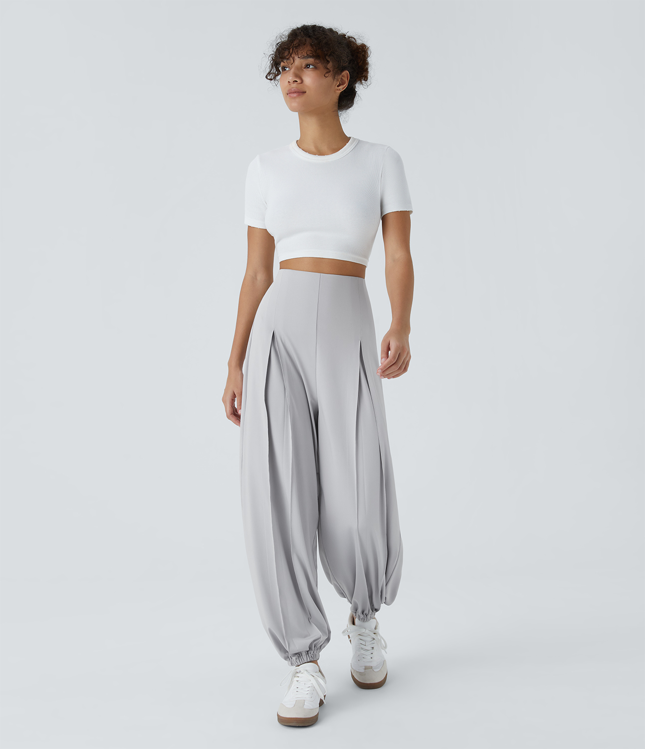 Halara High Waisted Plicated Casual Bloomers Joggers  - Oyster Mushroom - XS(regular) 