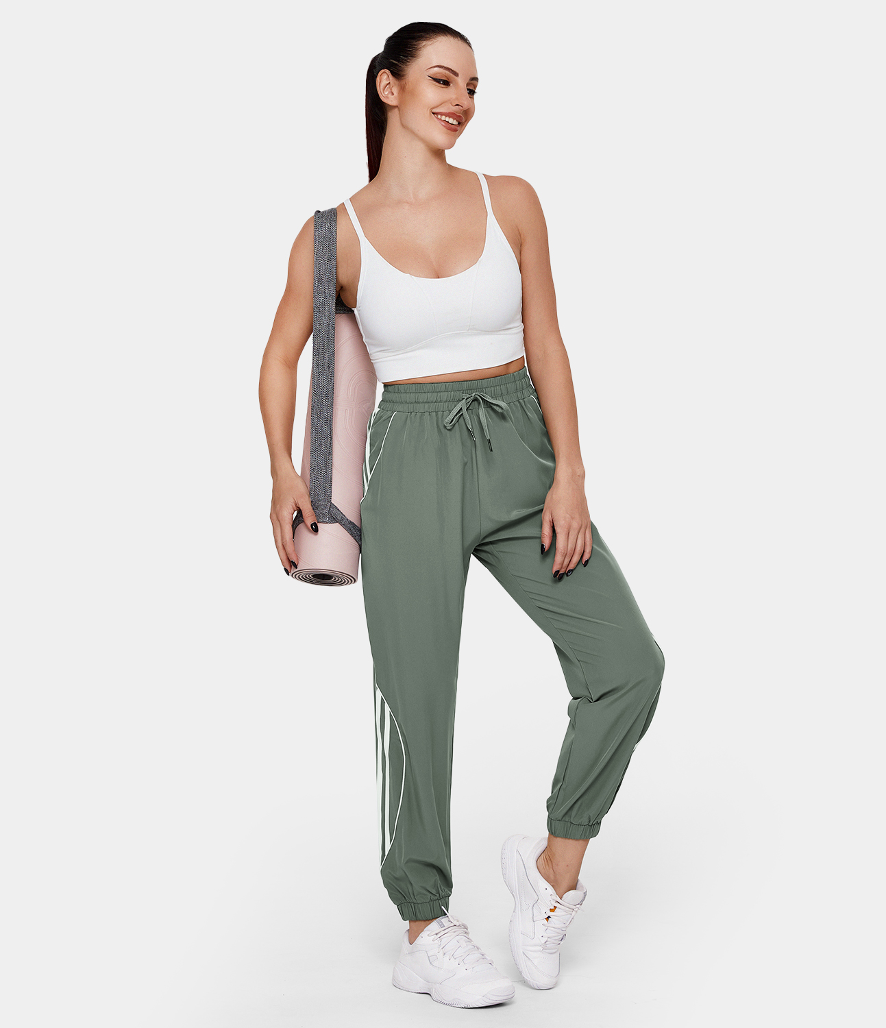 high waisted drawstring joggers