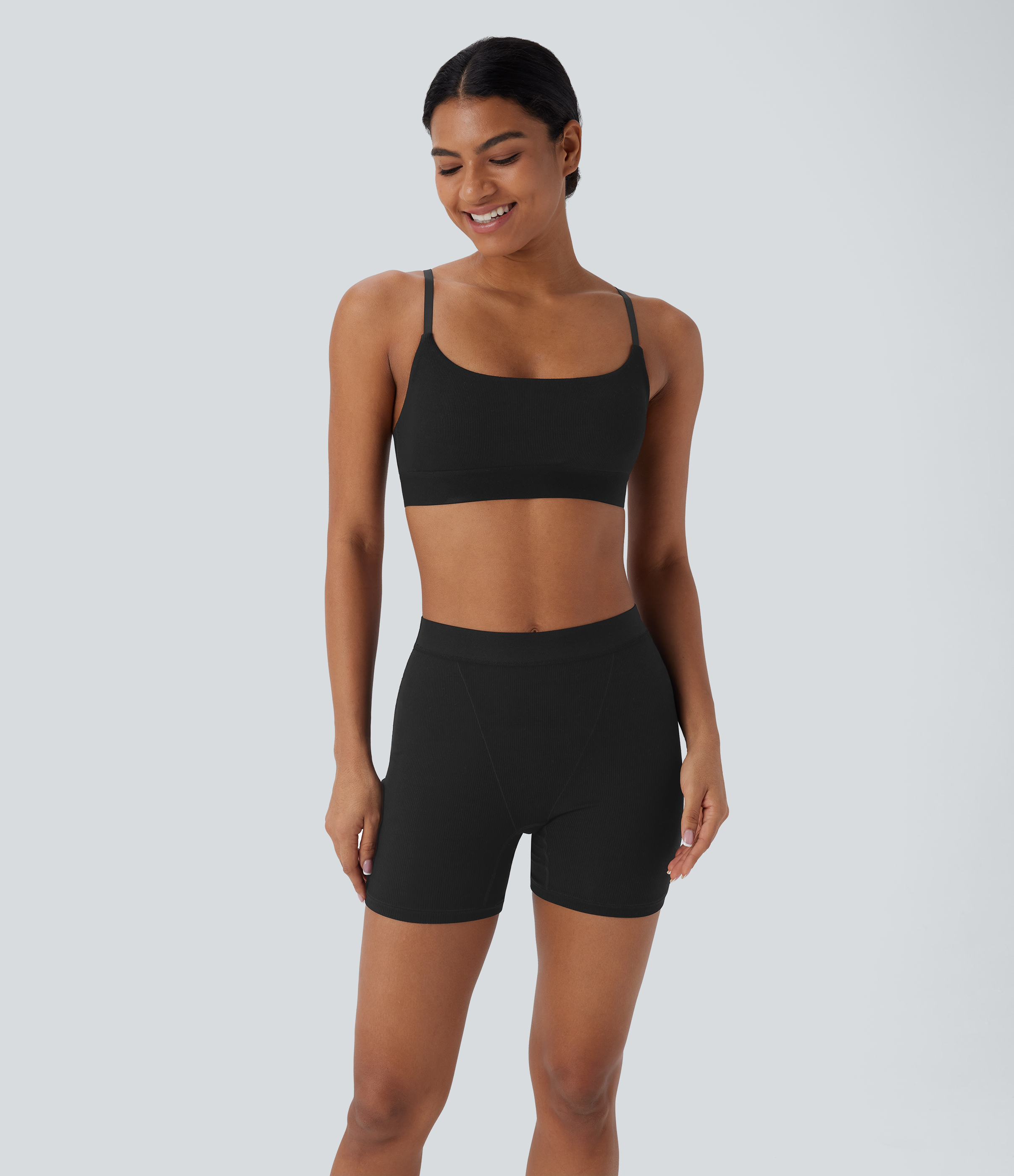 High Stretch Ribbed Knit Lounge Bra