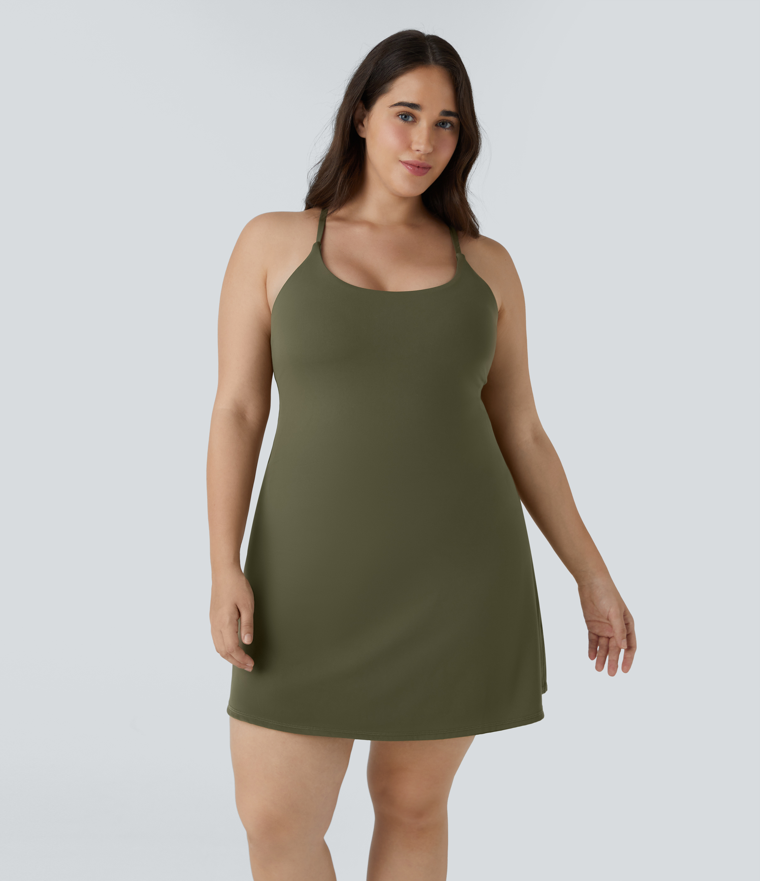 Halara Everyday Cloudfulв„ў Fabric Plus Size Dress-Wannabe  - Grass Grey Green - 1X 