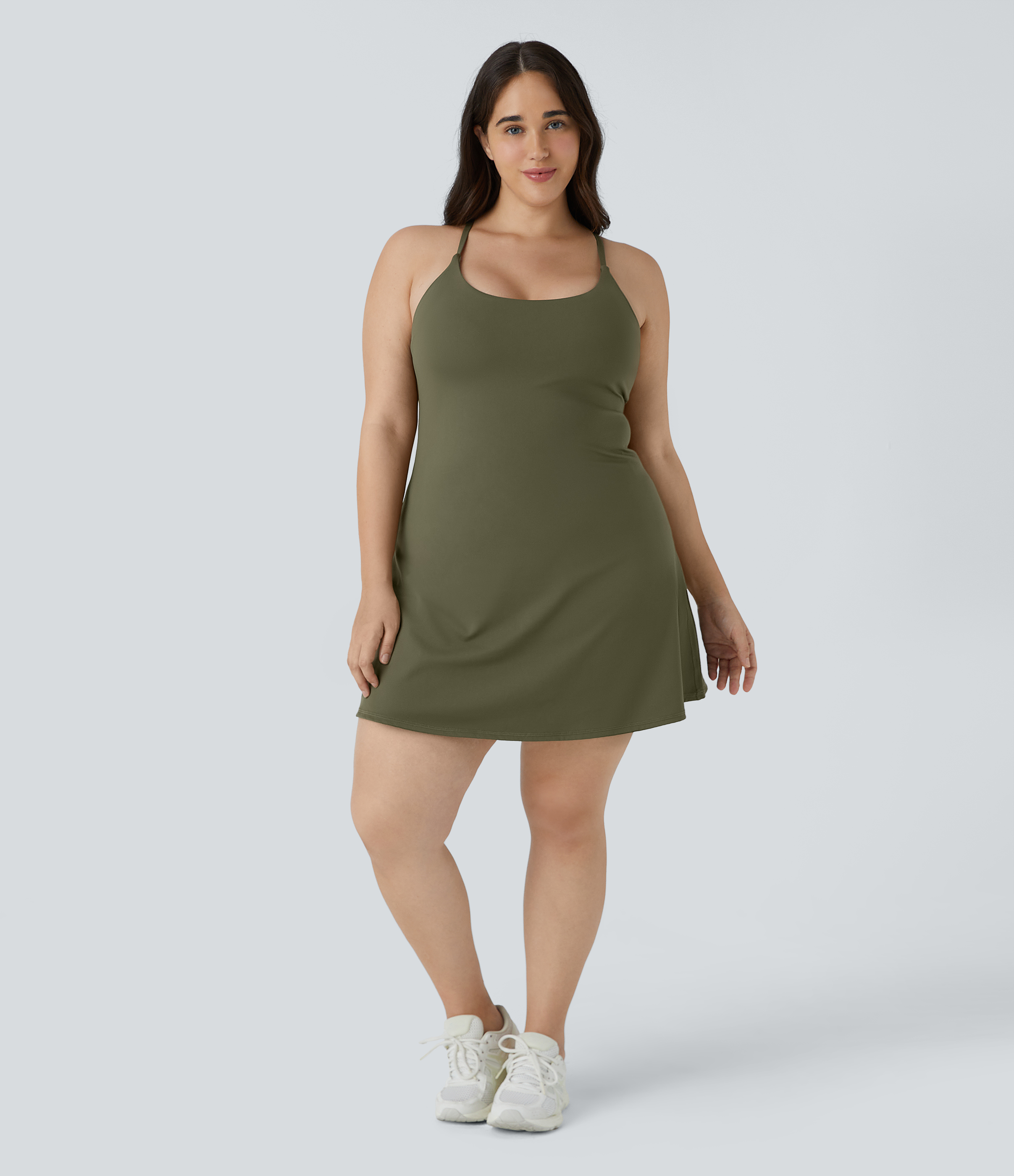 Halara Everyday Cloudfulв„ў Fabric Plus Size Dress-Wannabe  - Grass Grey Green - 1X 