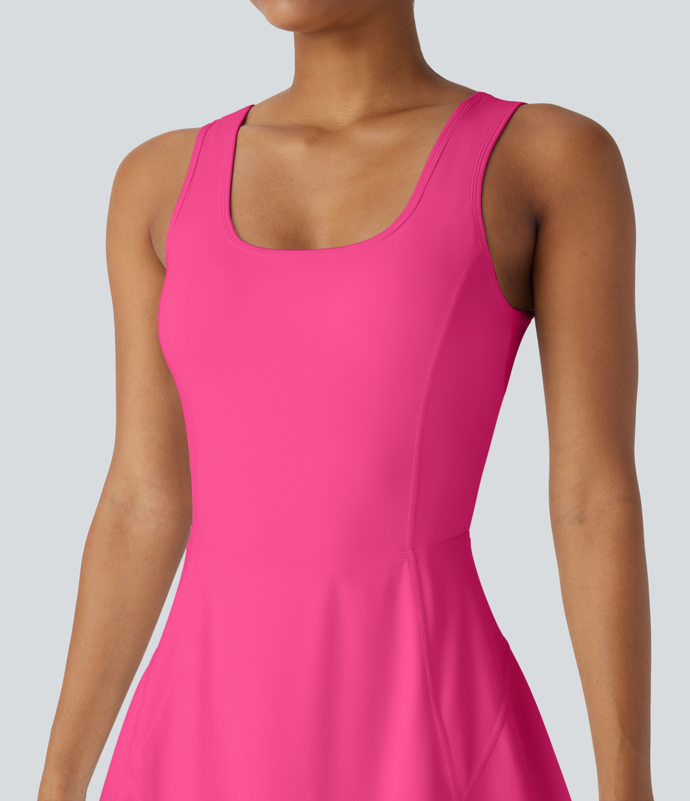 Halara Softlyzeroв„ў Airy Backless Crisscross U Neck 2-in-1 Side Pocket Mini Cool Touch Dance Active Dress Workout Dress - Fuchsia Fedora - XL 