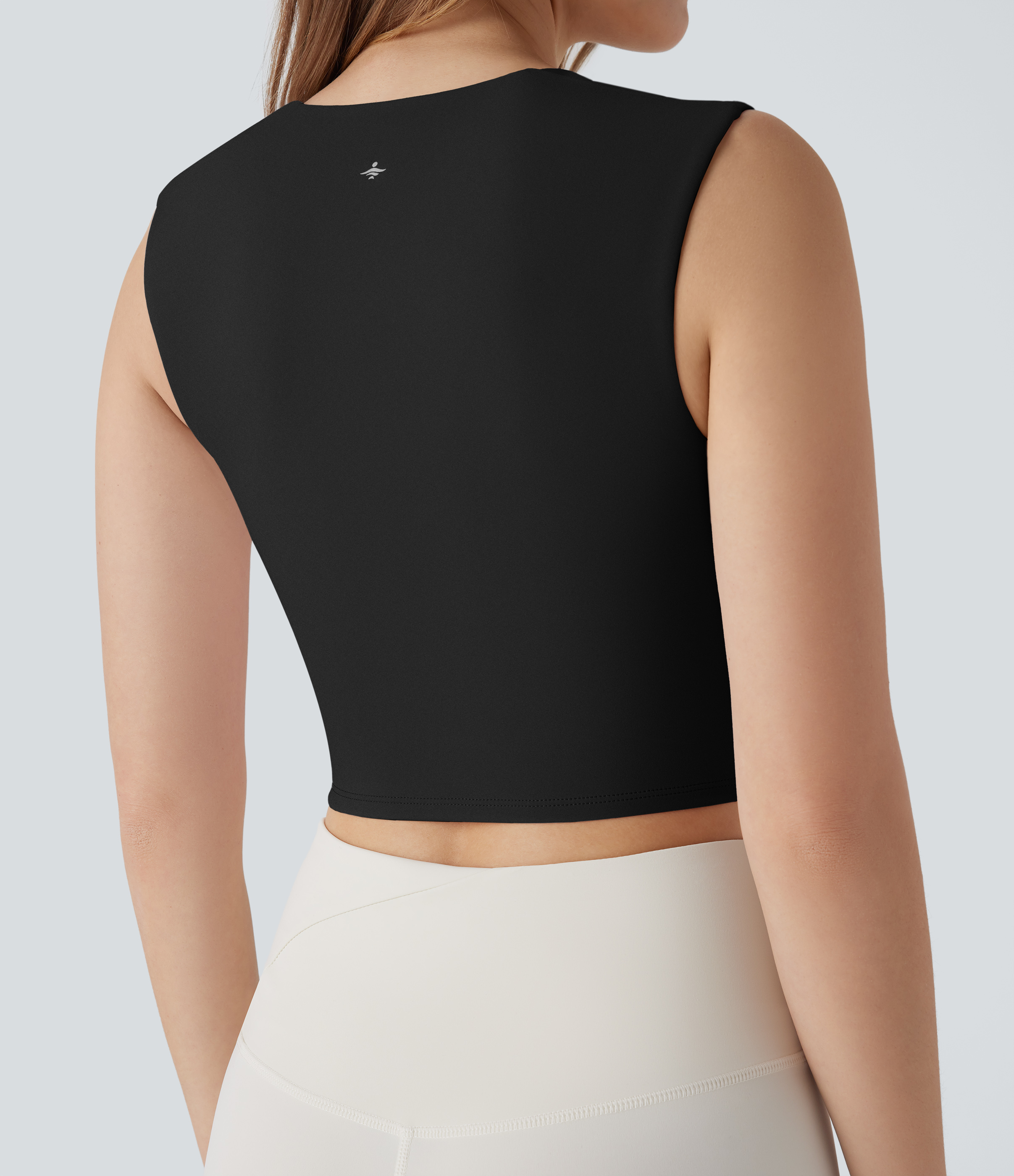 Halara Softlyzeroв„ў Airy Square Neck Cropped Cool Touch Pickleball Tank Top-UPF50+ Tank Top - Black - S golf tops halter top tunic tops 
