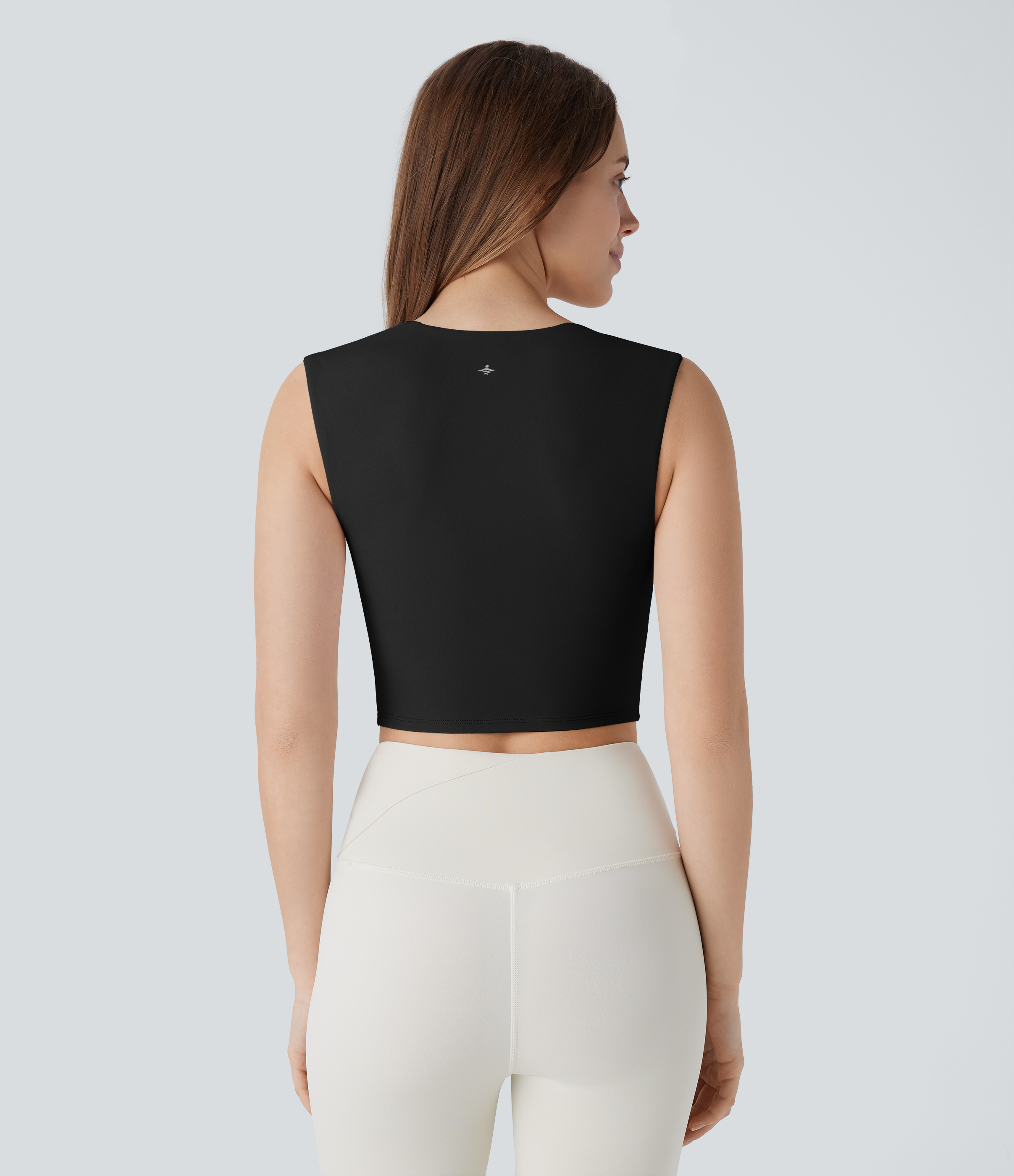 Halara Softlyzeroв„ў Airy Square Neck Cropped Cool Touch Pickleball Tank Top-UPF50+ Tank Top - Black - S golf tops halter top tunic tops 