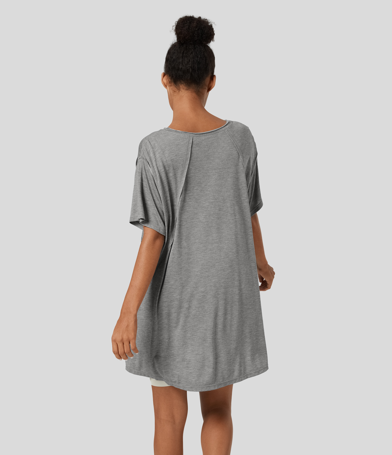 

Halara V Neck Split Hem High Low Oversize Yoga Sports Top - Ash Grey