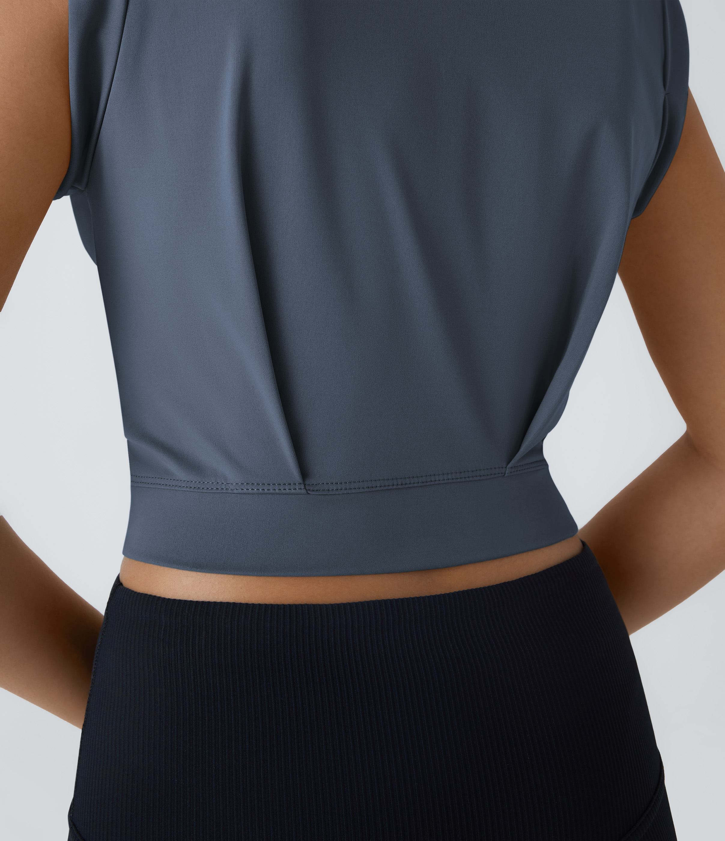 Halara Crew Neck Sleeveless Cropped Yoga Tank Top Tank Top - Deep Navy - L golf tops halter top tunic tops sleeveless tops backless top 