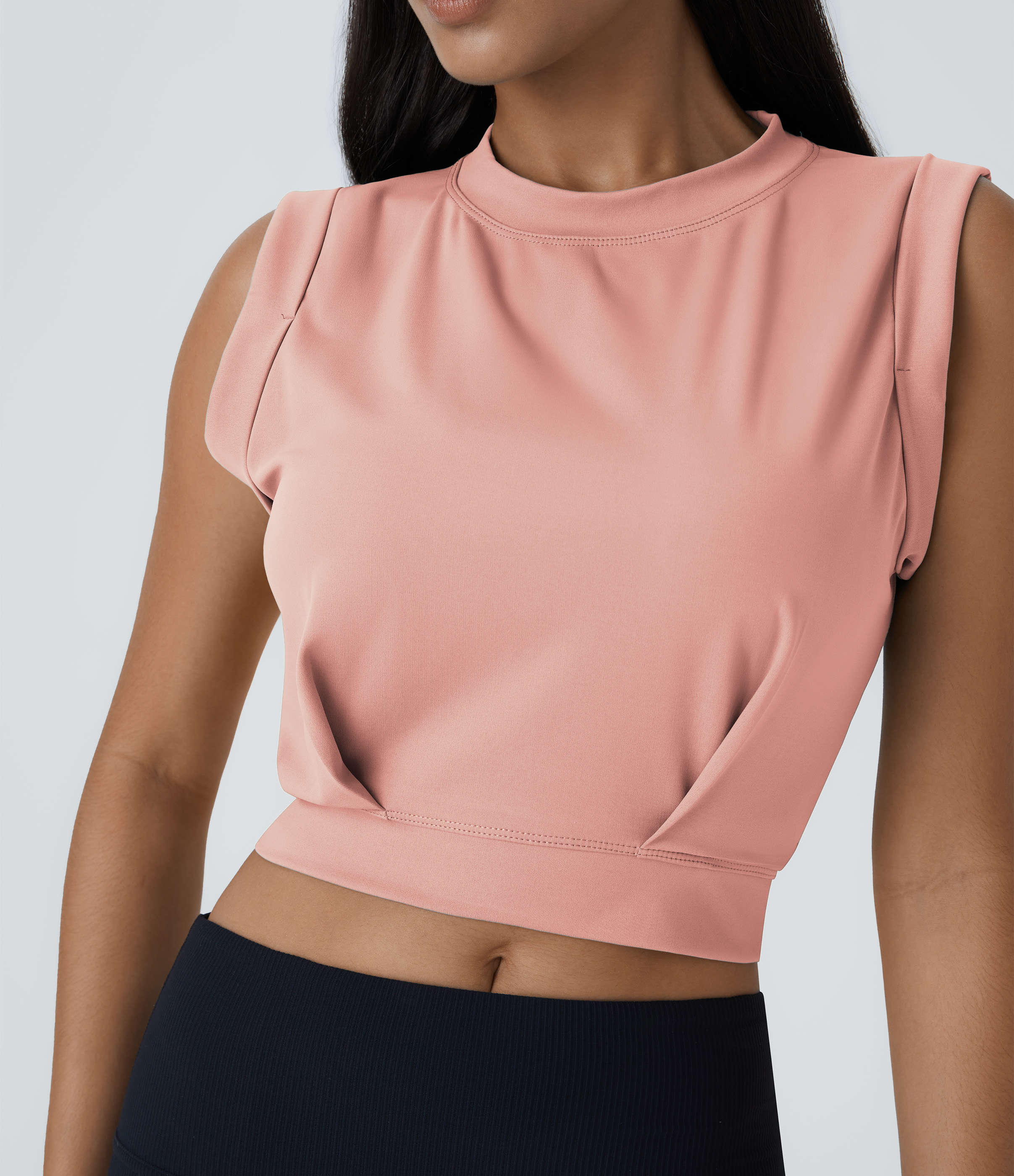 Halara Crew Neck Sleeveless Cropped Yoga Tank Top Tank Top - Blossom - S golf tops halter top tunic tops sleeveless tops backless top 