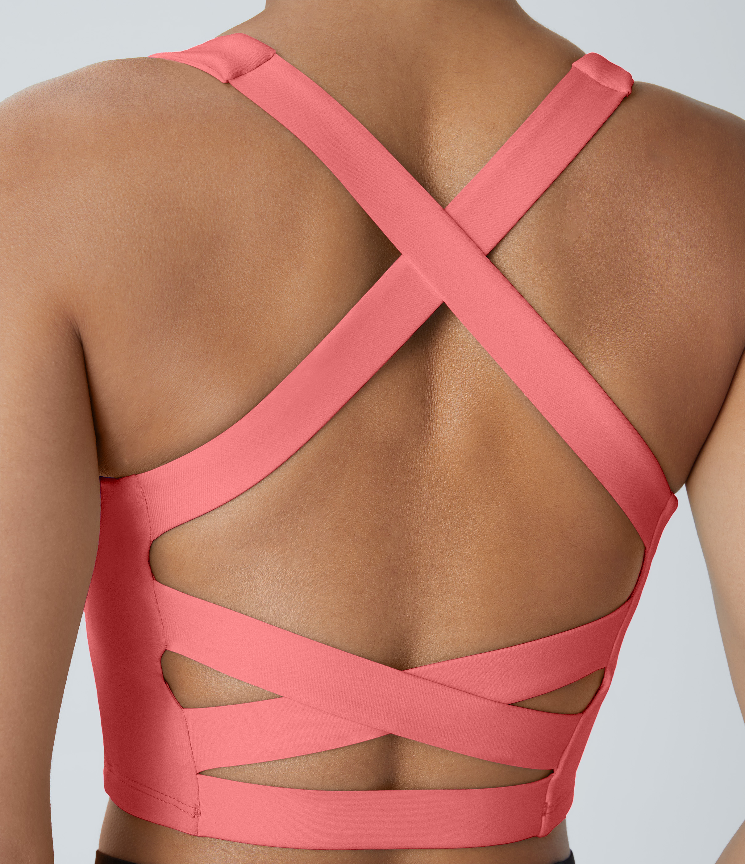 Halara Cloudfulв„ў Air Fabric Square Neck Backless Crisscross Cropped Cool Touch Yoga Tank Top Tank Top - Shell Pink - XS golf tops halter top 