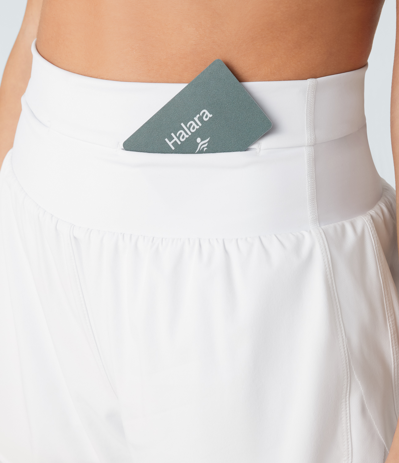 Halara Breezefulв„ў High Waisted Pocket Contrast Mesh Curved Hem 2-in-1 Quick Dry Running Shorts Gym Short - White - L booty shorts 