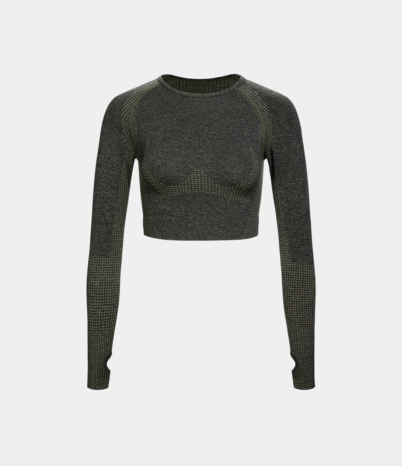 Halara Seamless Flow Breathable Thumb Hole Cropped Sports Top  - Midnight Green - XL 