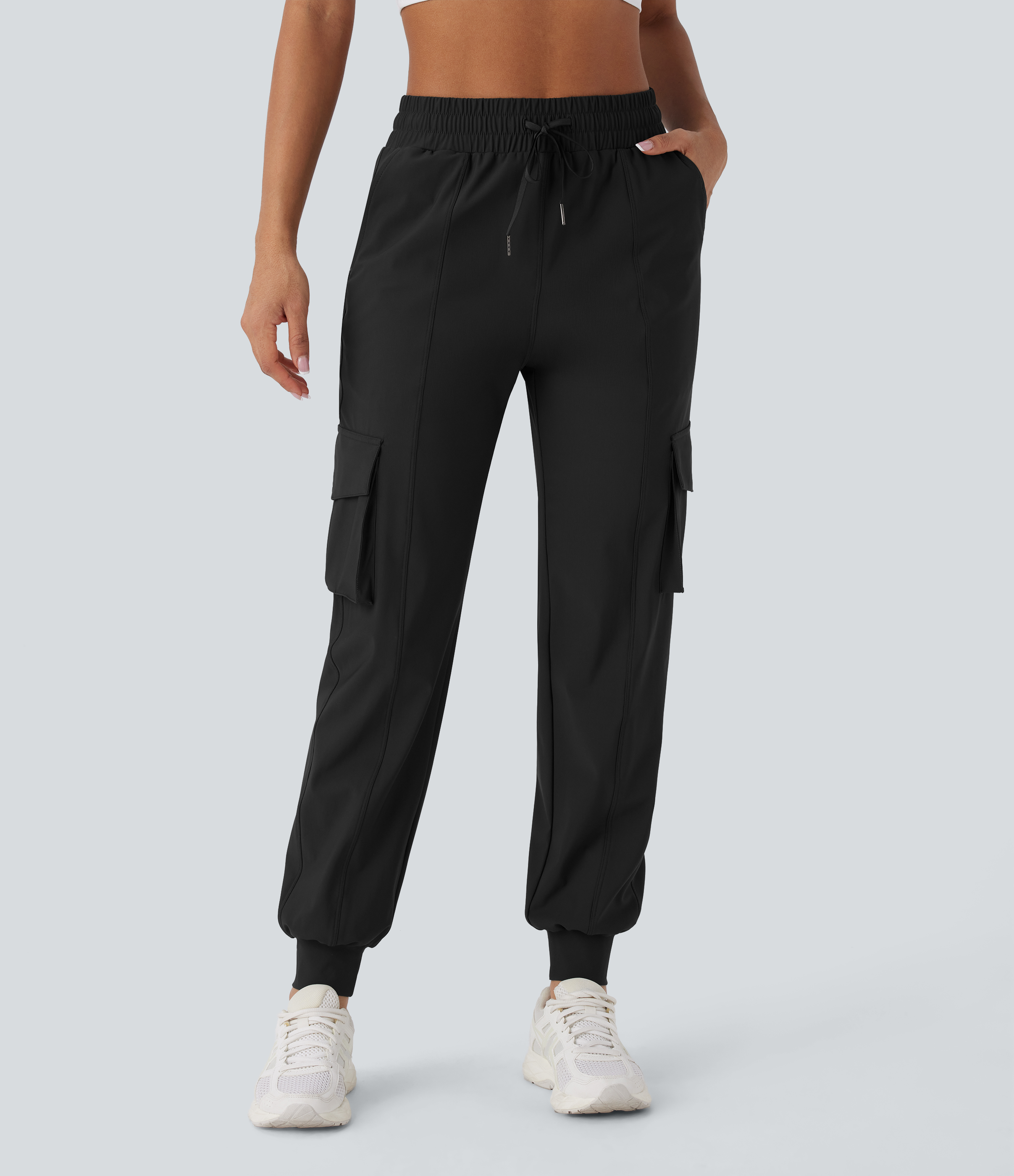 Halara High Waisted Drawstring Multiple Pockets Dance Cargo Joggers  - Black - XS(regular) 