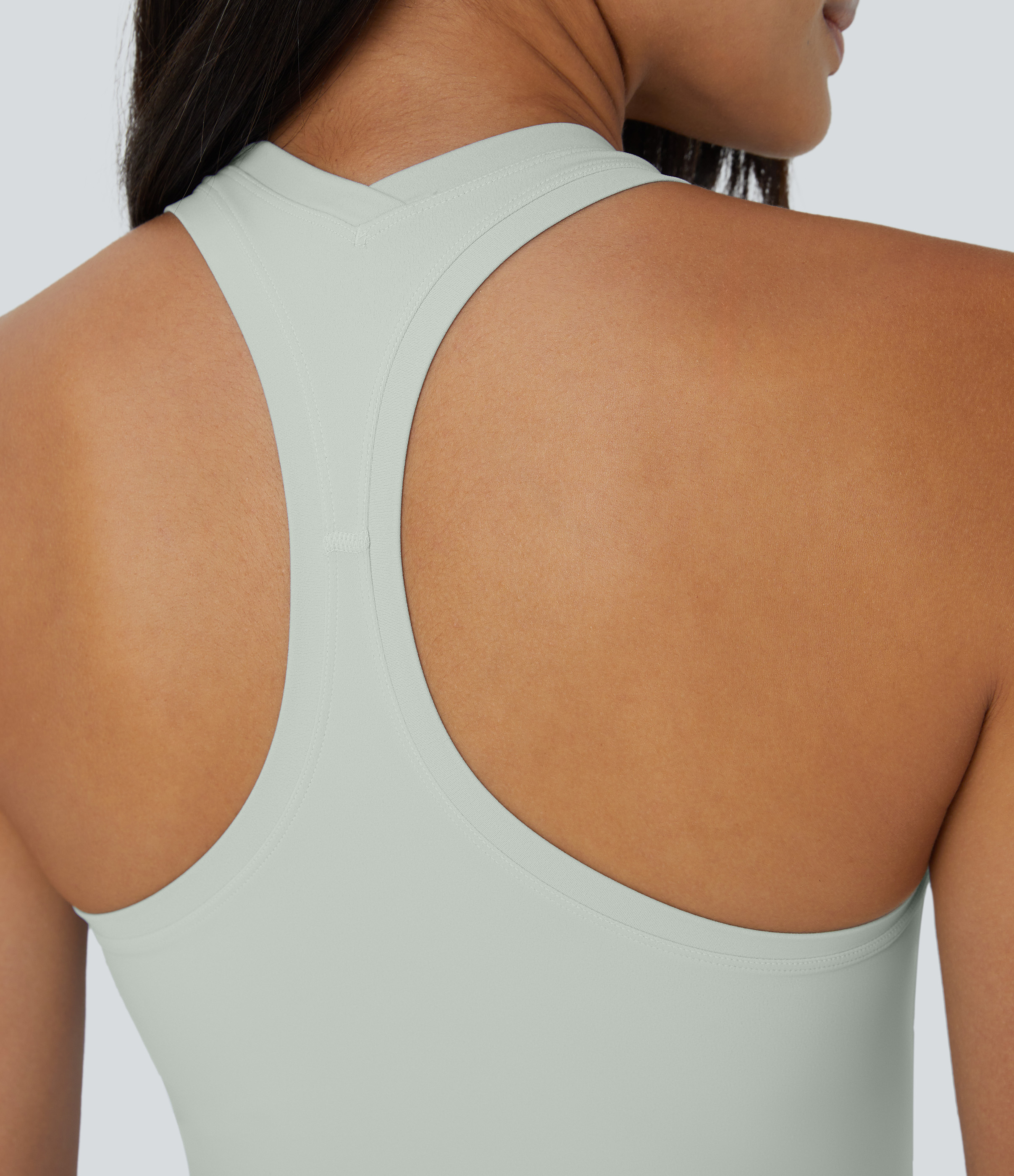 Halara Solid Stretchy U Neck Racerback Workout Tank Top Tank Top - Pistachio - L golf tops halter top tunic tops sleeveless tops backless top 