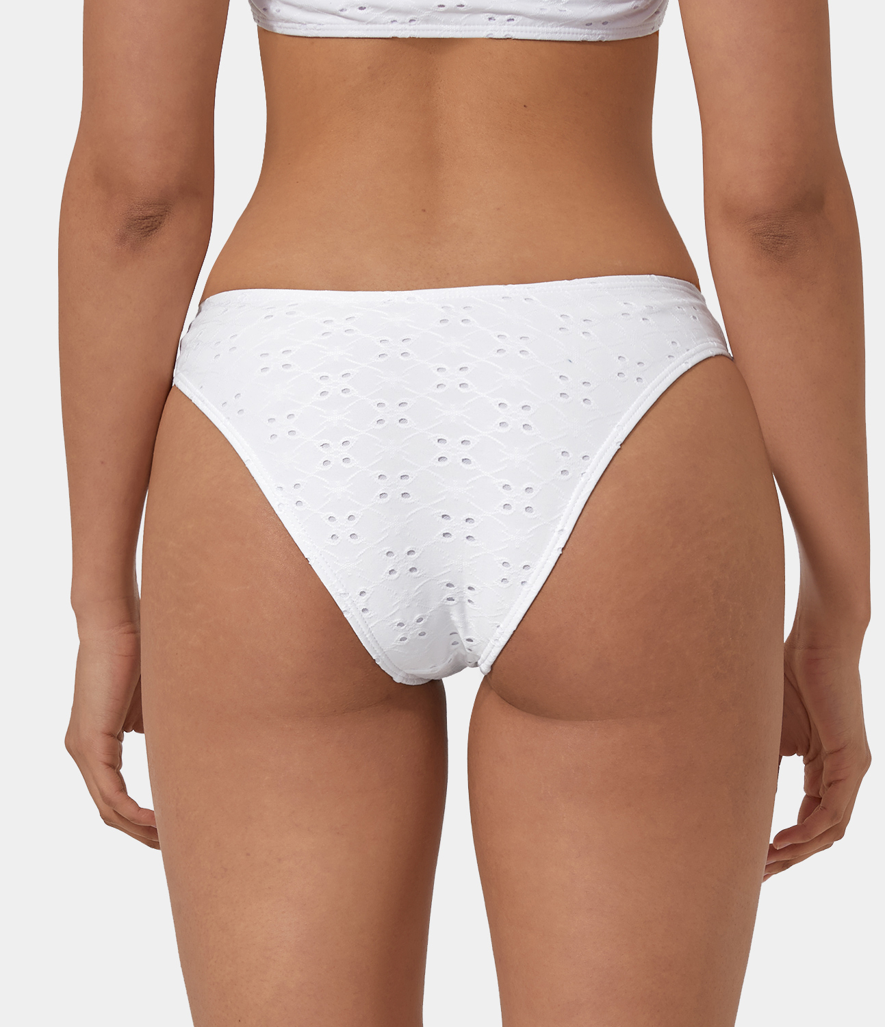 Halara Solid Jacquard Bikini Bottom  - White - S 